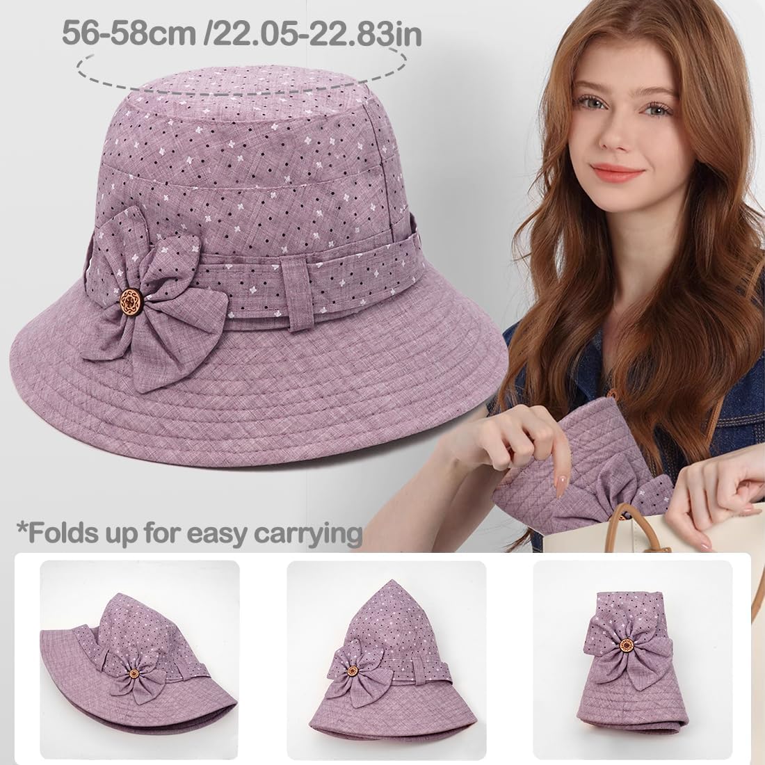 Women Cloche Bucket Hat Vintage Fedora Bowler Hats - Image 7