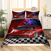 Vista 1 de Feelyou Funda de edredón de coche de carreras, tamaño individual, funda de edredón de coche deportivo de velocidad, juego de ropa de cama