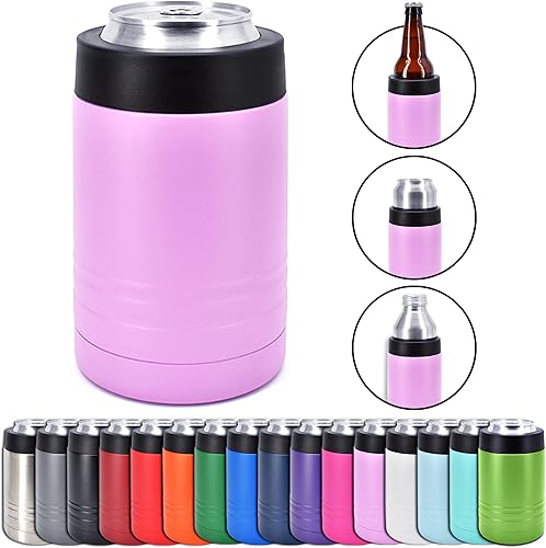 Miniatura 7 de El enfriador de latas o botellas de acero inoxidable 4 en 1 de doble pared de 12 onzas mantiene la bebida fría durante horas, también se adapta a