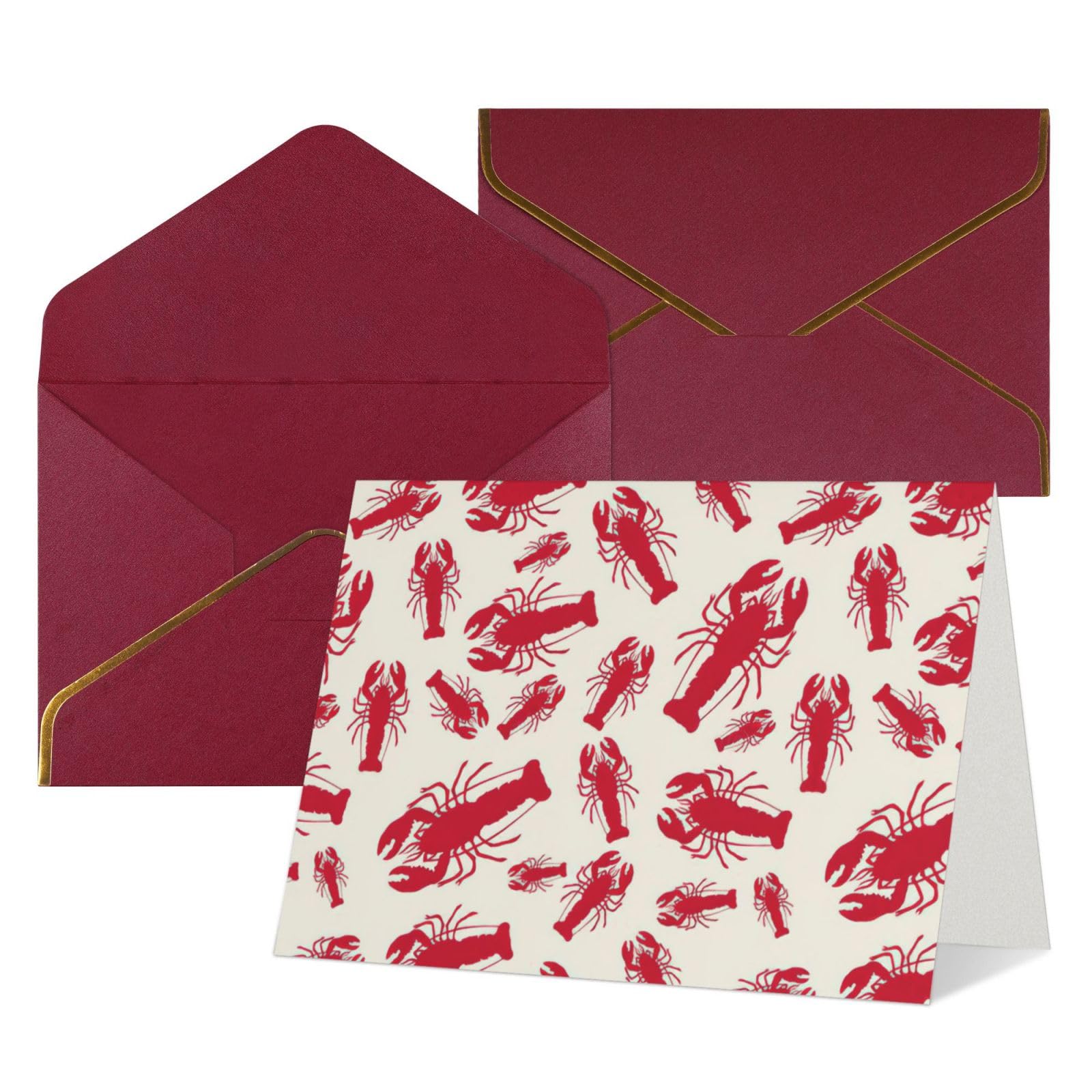 All Occasion Red Lobster Print Greeting Cards,Blank Inside,with envelope,Suitable for friends family