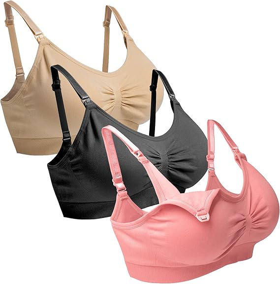 OWareBaby Maternity Bras for Pregnancy, 3 Pack Full Bust Seamless