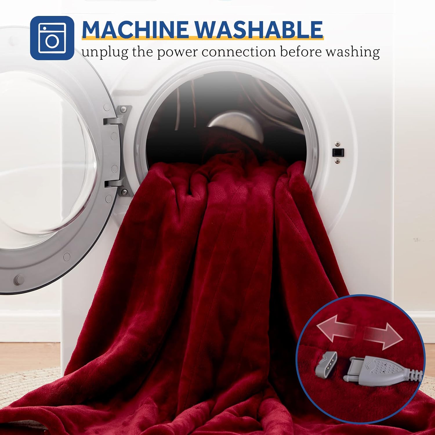 Sealy Heated Blanket Throw, Soft Flannel Electric Blanket with 6 Heat Settings & 2-10 Hour Auto Shut Off, Fast Heating with ETL Certificated Machine Washable, 50x60 Inch, Burgundy - Image 6