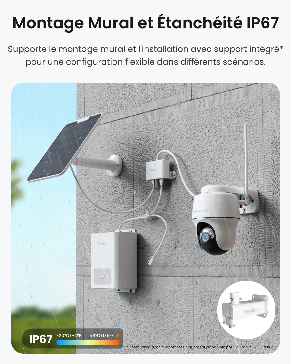 Reolink RLA-CD1 Station d'Extension, Double Alimentation Solaire/Batterie, Compatible avec Caméras à Batterie Reolink, Adaptateur d'alimentation Extérieur