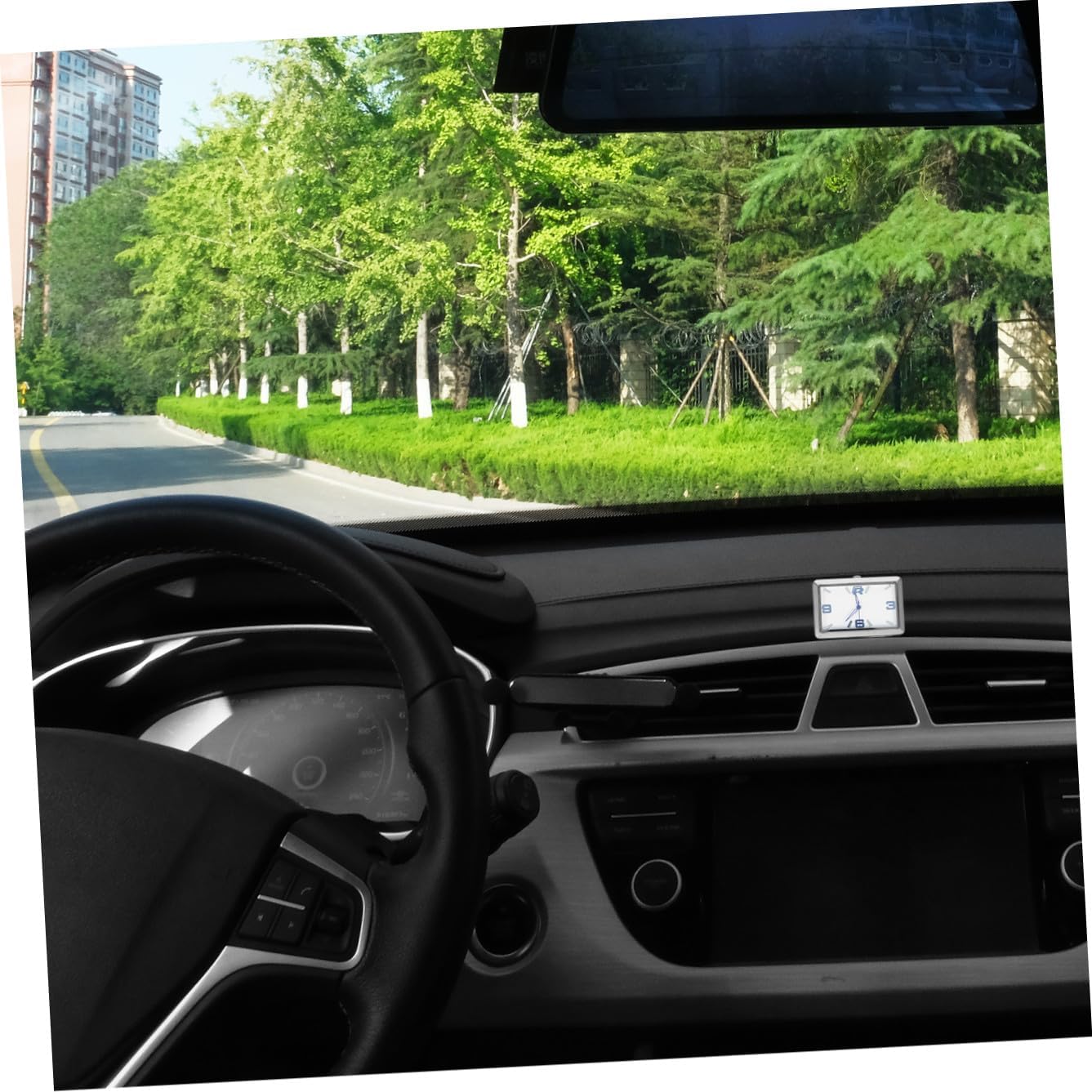 Square Car Dashboard Clock Analog Stick Simple Installation Lens for Easy Viewing Practical for Home and Office Use