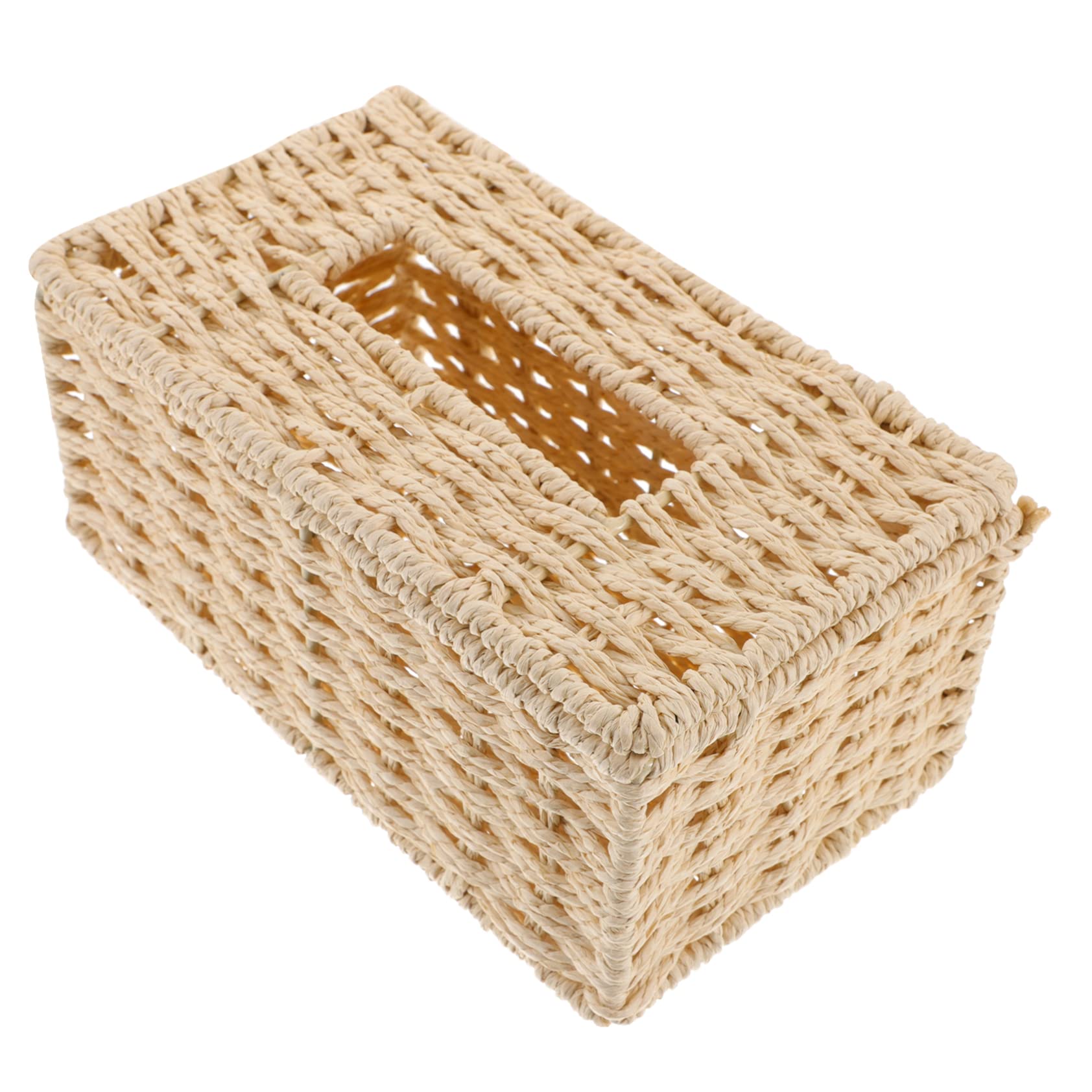 Unomor Rattan Paper Towel Basket Decorative Storage Box Paper Rope Tissue Box Holder for Home Hotel Café