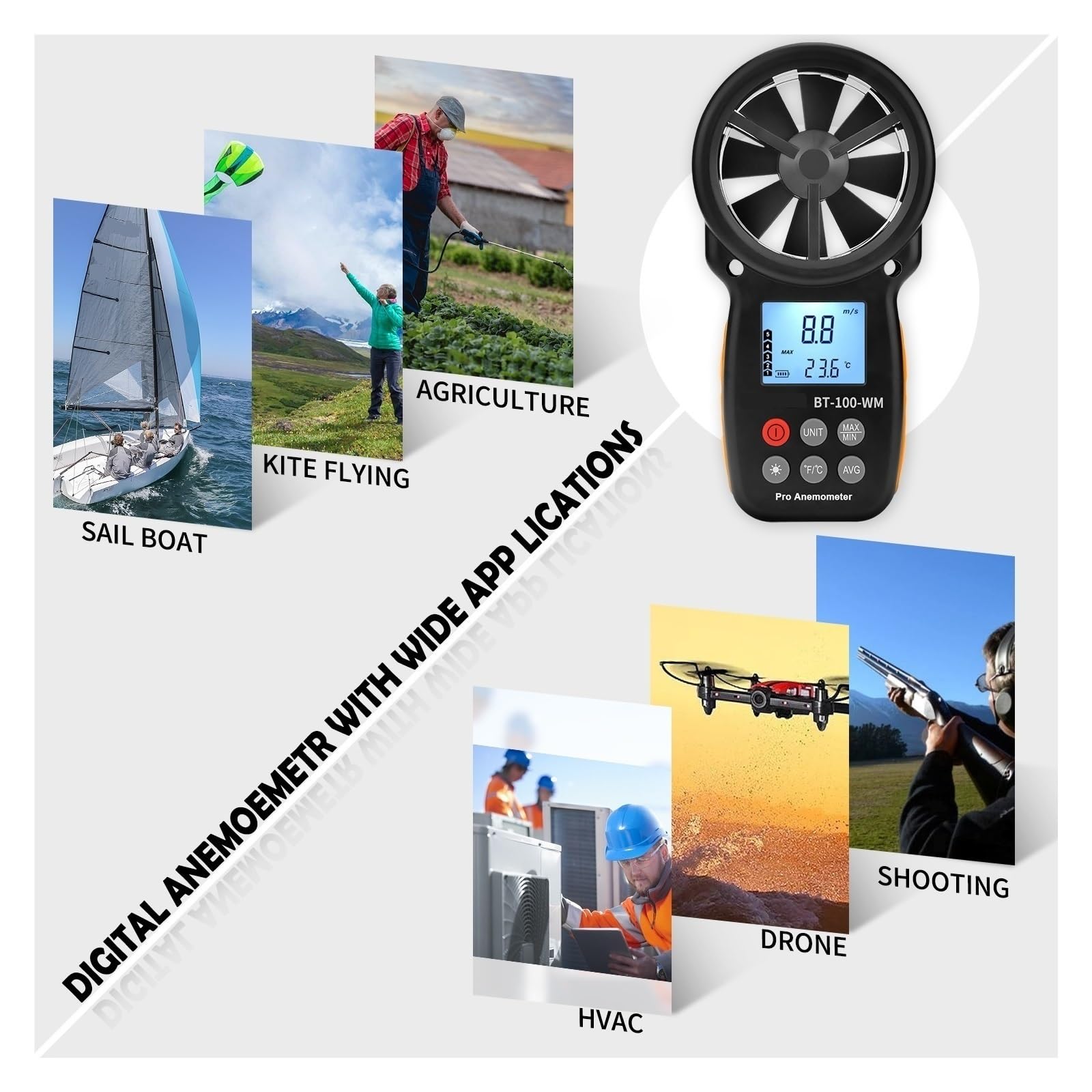 Anemómetro Digital, Barómetro De Mano, For Velocidad Del Viento, Temperatura, Probador, Humedad MedicióN Precisa