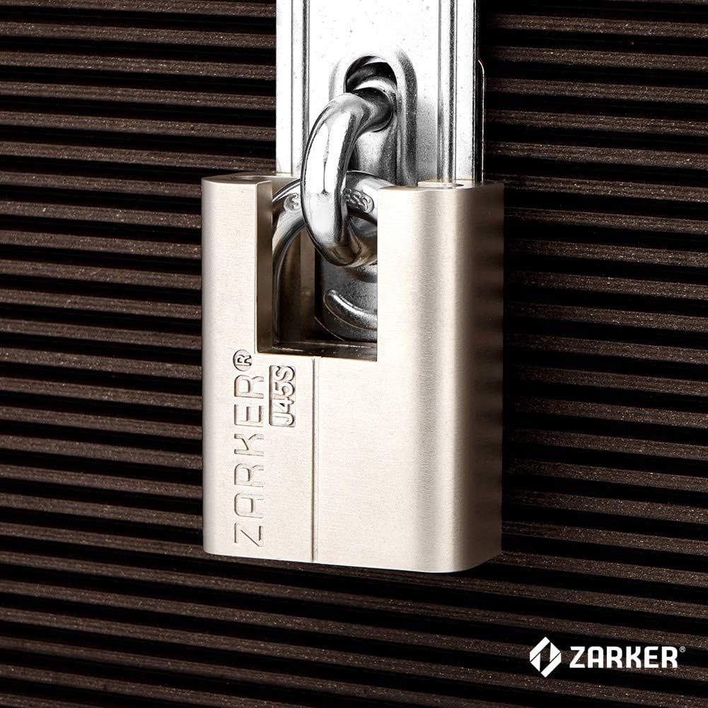 Best Cyber Monday 🔥 [ZARKER J45S] keyed Alike Padlocks -Stainless Steel Shackle Lock, storages, Outdoor Warehouses, Vehicles Outside, or etc, Suitable for Places Have Bad Condition of Weather - (Pack of 4- Keyed Alike)
