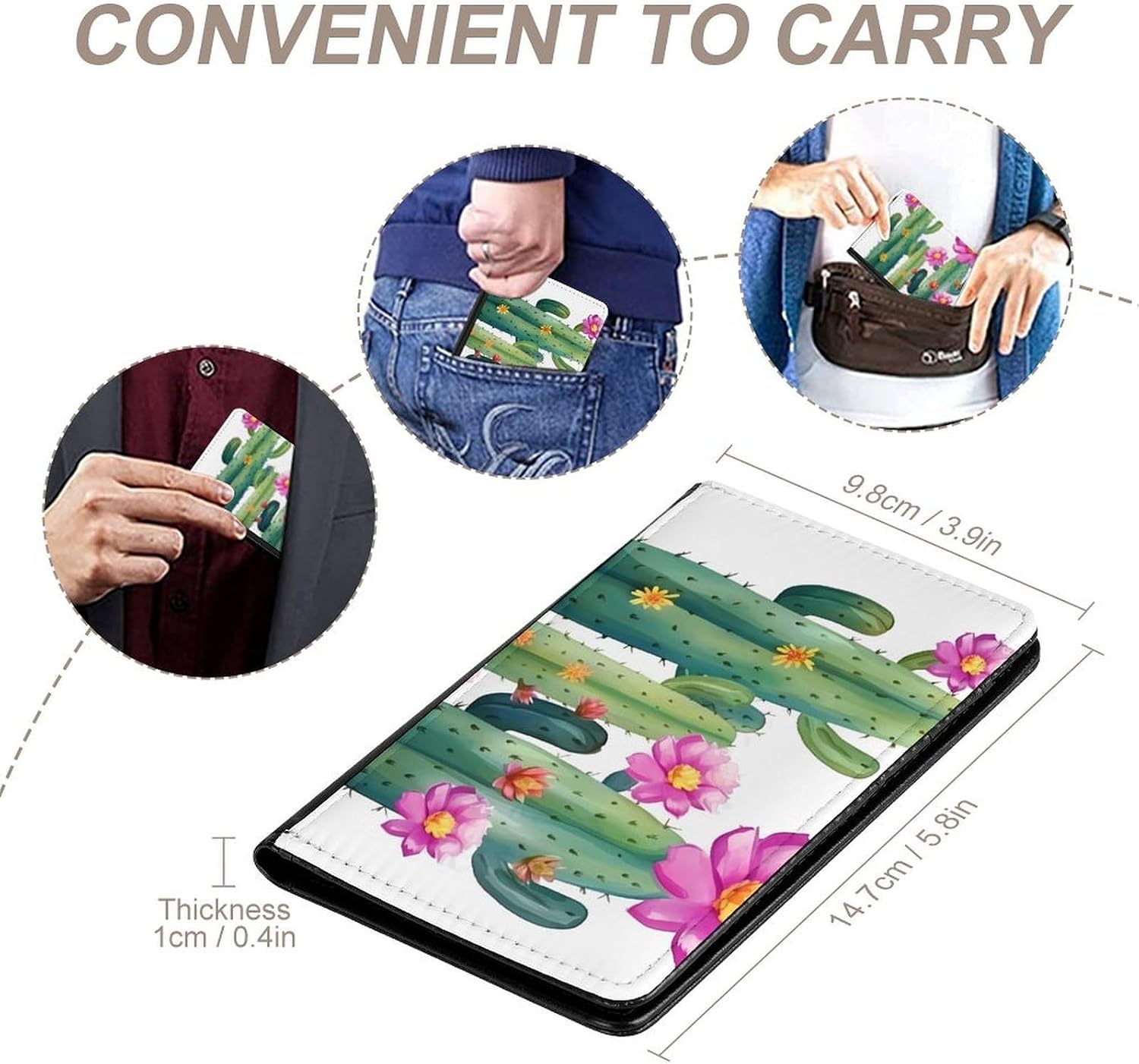 Cute Passport Holder for Travel,Personalized Multi-Functional Passport Cover with Card Slots,Slim Cactus Flower Printed Passport Wallet for Women Men