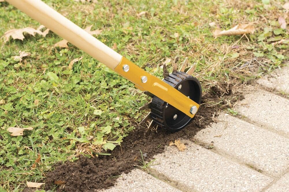 Yardworks 48" Wood Handle Sidewalk/Pathway Garden Edger - Dual Tread for Balance, Blade with Reversible Cutting Edge