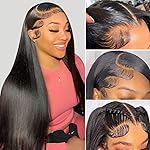 Hermosa HD Transparent 13x4 Lace Front Human Hair Wigs Pre Plucked with Baby Hair 12A 220% Density HD Straight HD Lace Front Wigs Human Hair for Women Natural Hairline Natural Color 22 inch