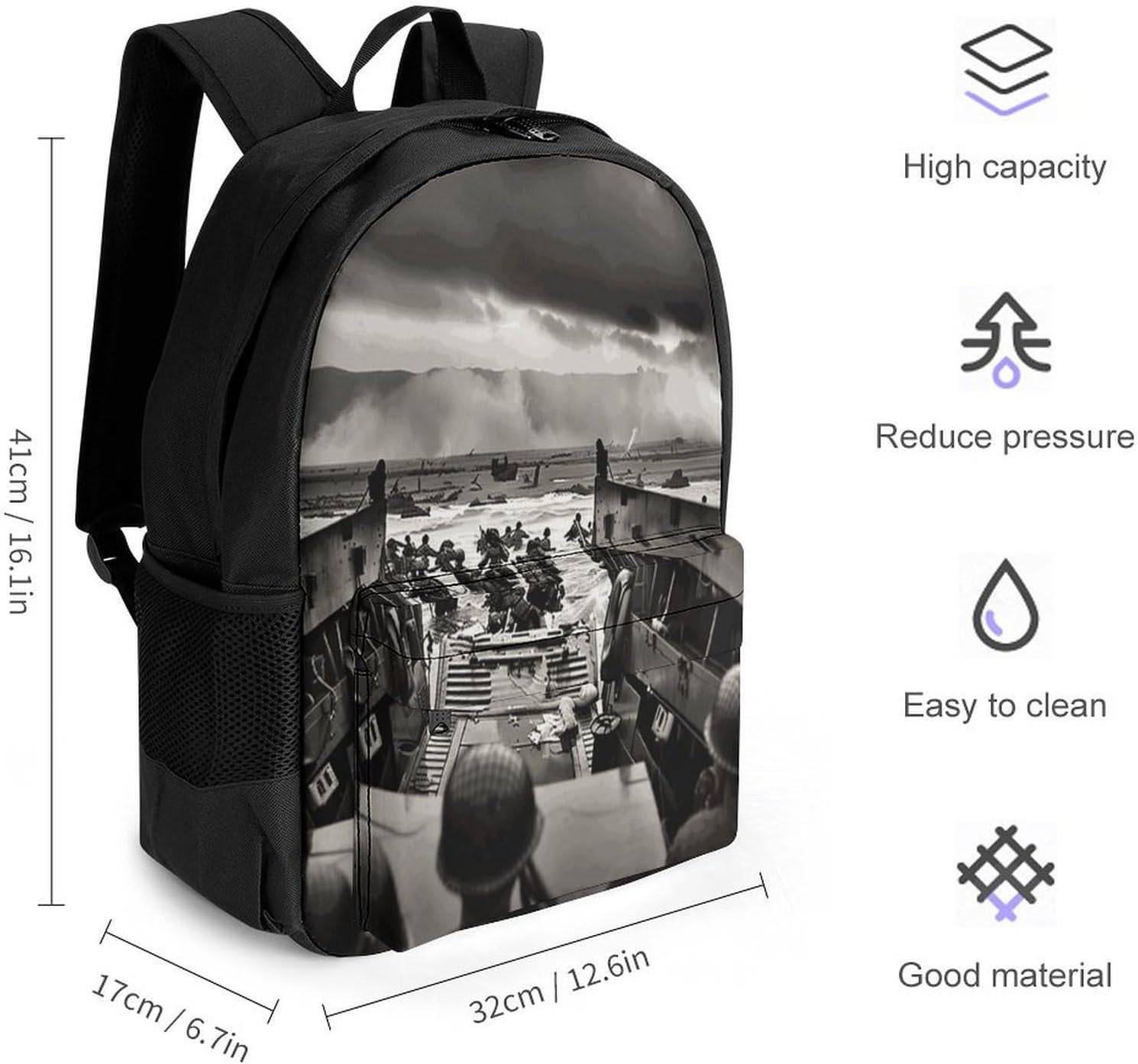 Photo of Normandy Landings Backpack Daypack Travel Backpack | Lightweight Casual Laptop Backpack for Women Men Aesthetic Travel Bag for Weekender Business Hiking Outdoor