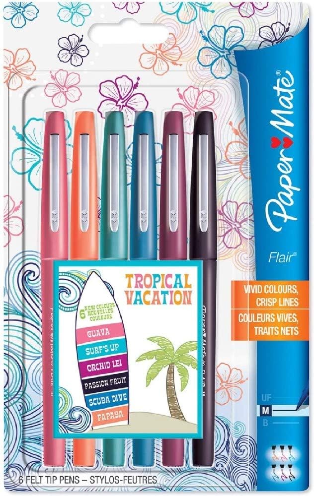 Paper Mate PPM FLR FBR, ASTD VACATION, MP, 6CT