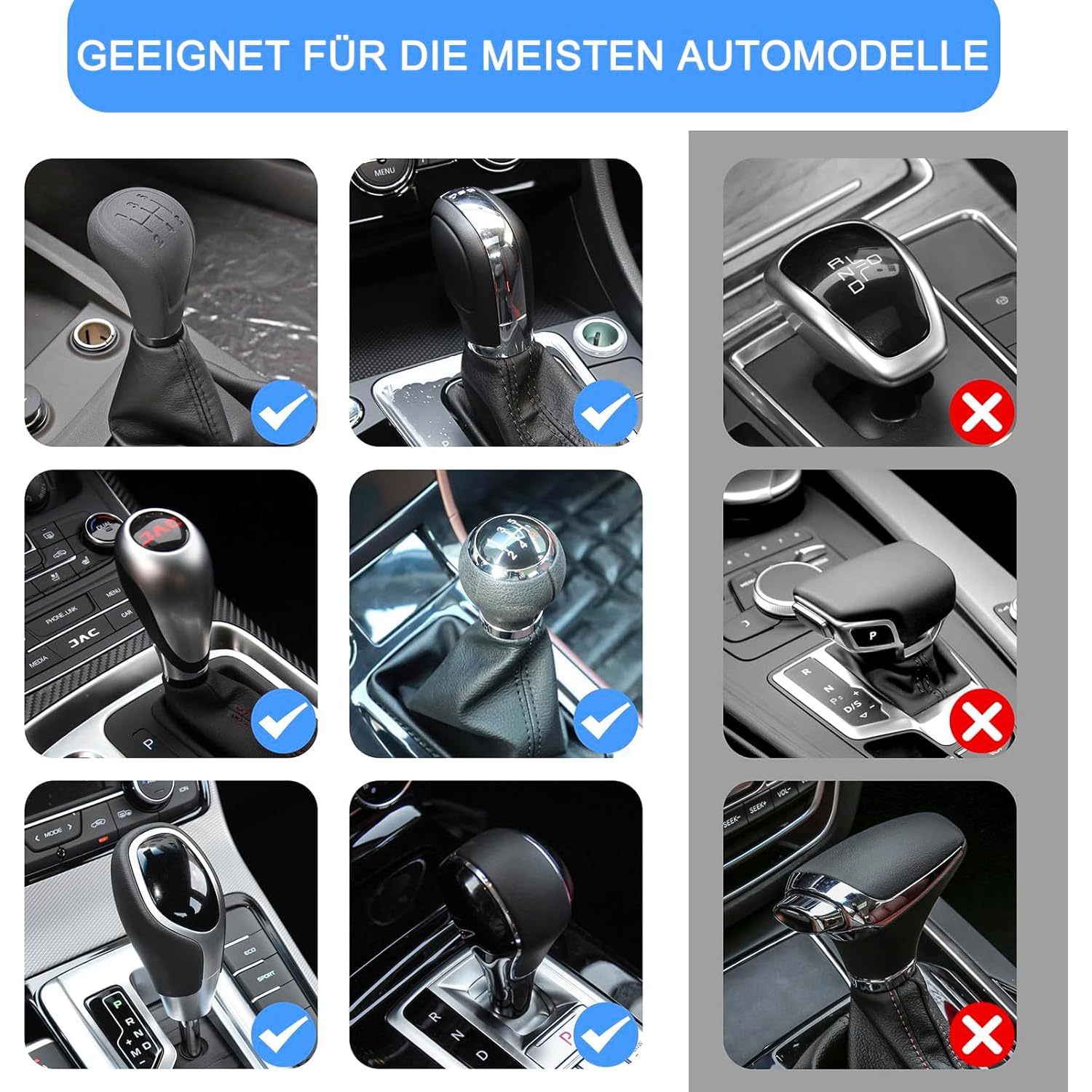 ANROI 4 PCS Couvre Pommeau De Levier De Vitesse Pour Voiture, Protège