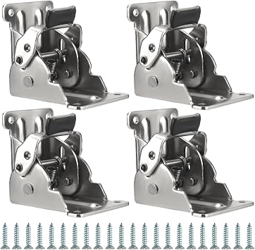 JOIKIT 4 PCS Folding Table Leg Bracket, 90 Degree Foldable Self Locking Hinges, Table Desk Extension Bracket with Screws for Furniture Legs