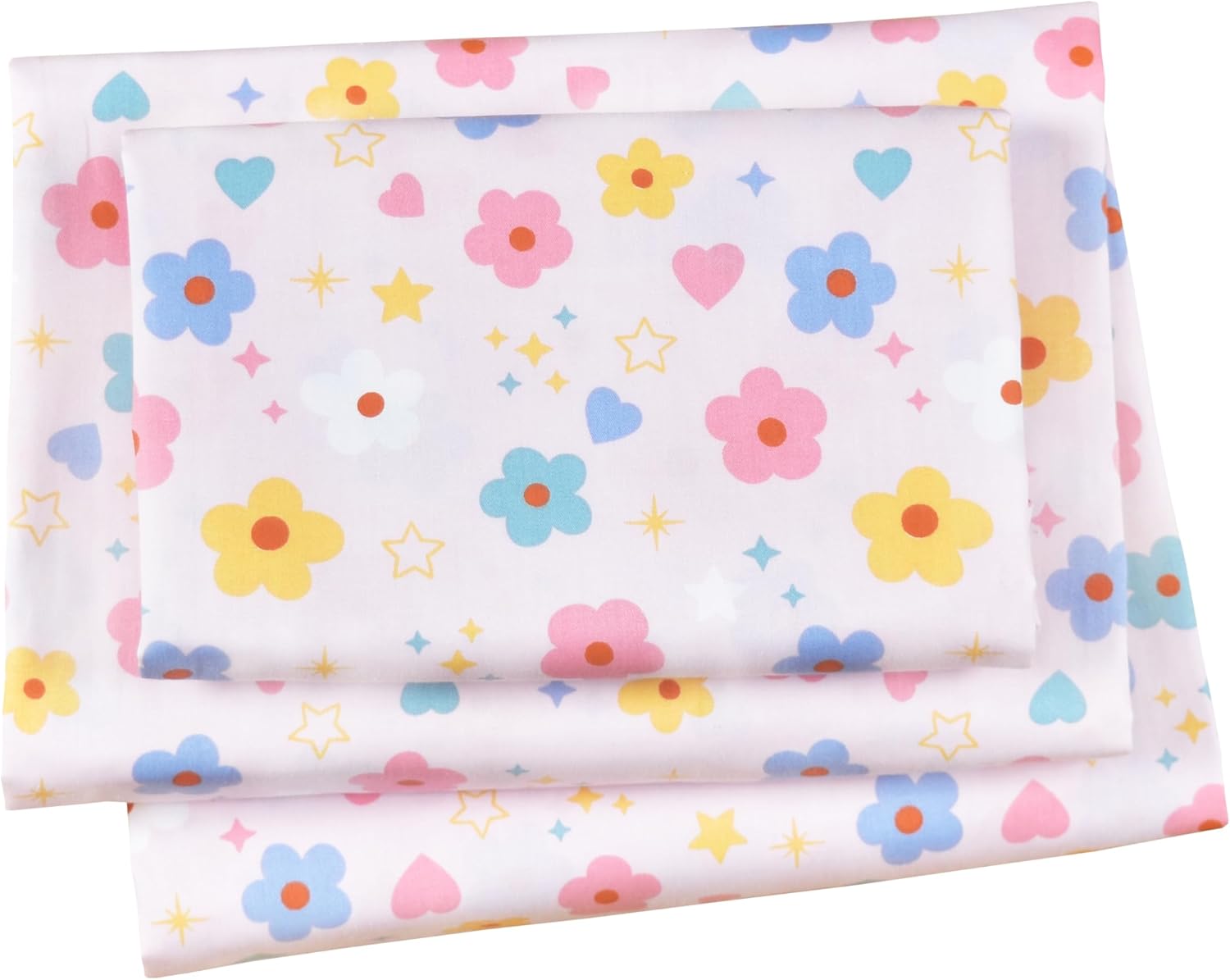 J-pinno Butterfly Rainbow 100% Percale Cotton 3 Pieces Crib Sheet Set for Toddler Boys Girls, Flat Sheet Fitted Sheet and Pillowcase, Cozy Breathable Unisex Nursery School Cartoon Bedding Set