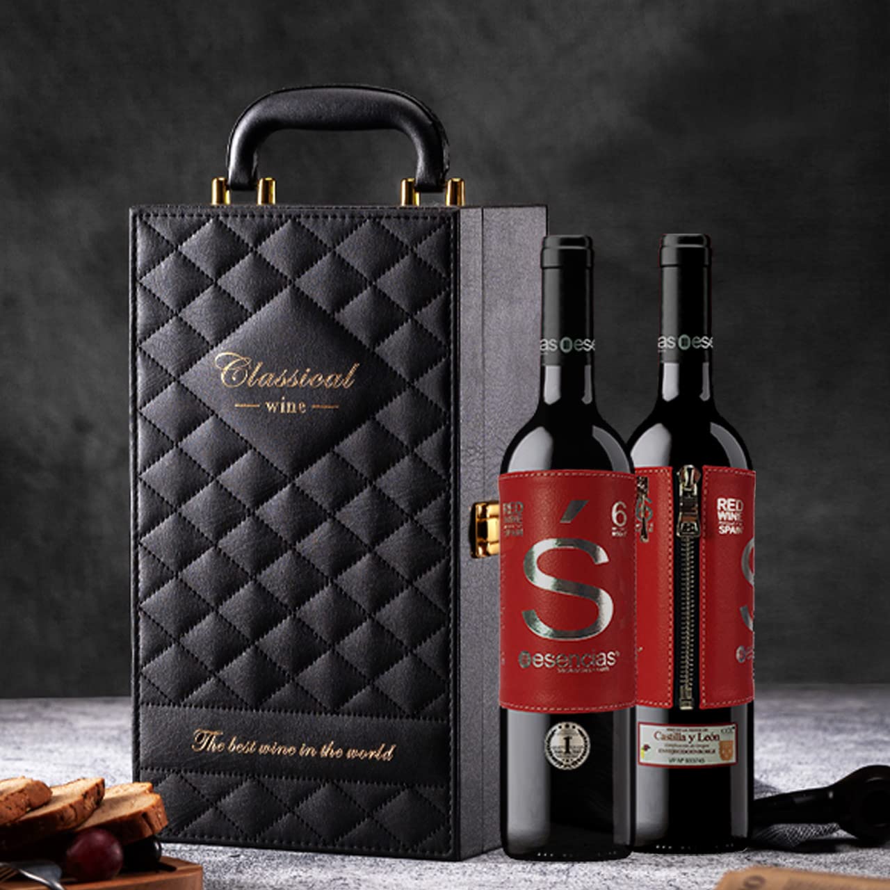 Estuche Maletín de Vino Tinto Premium Edición Limitada con 4 Accesorios