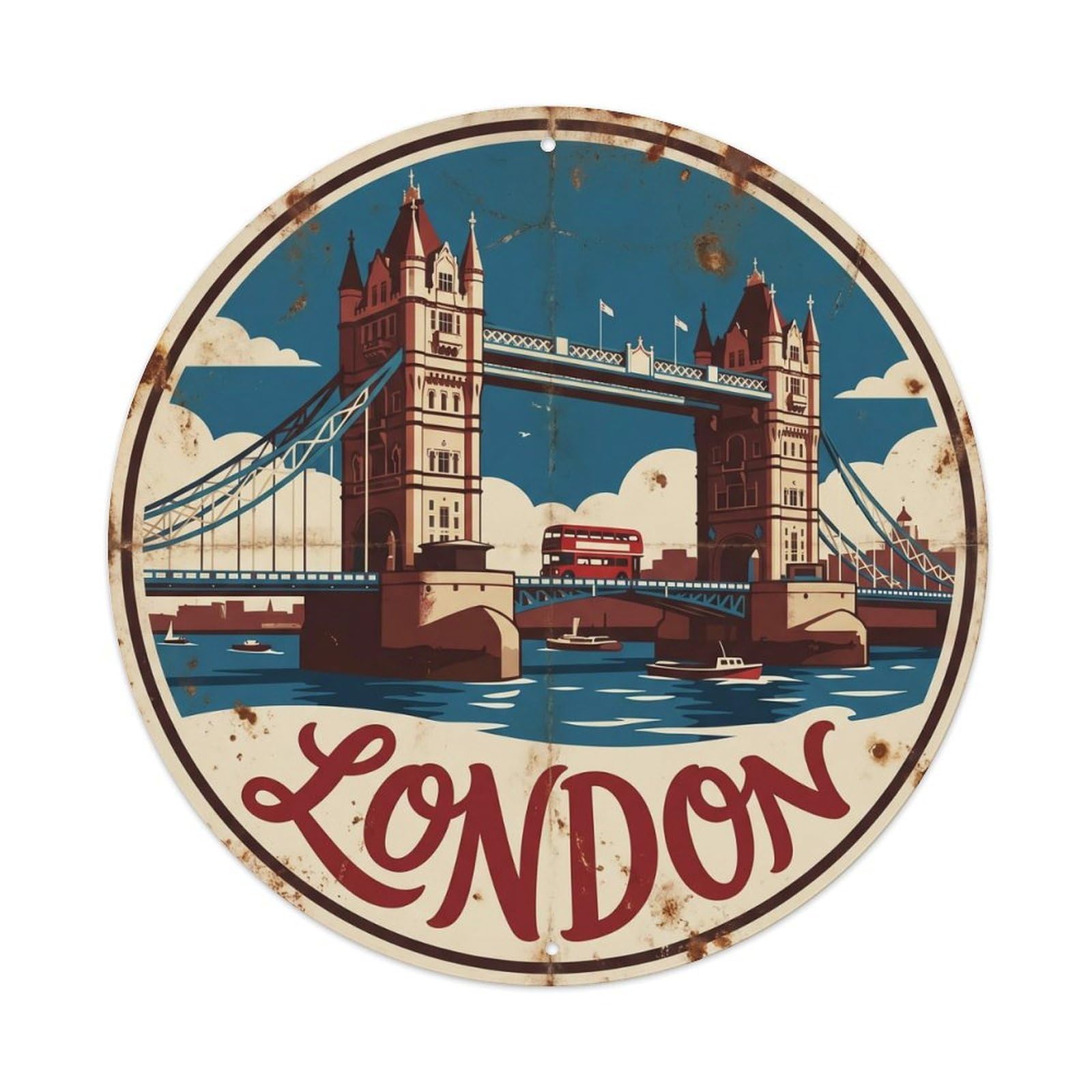 Vintage Travel London Tower Bridge Metal Tin Sign Plaque