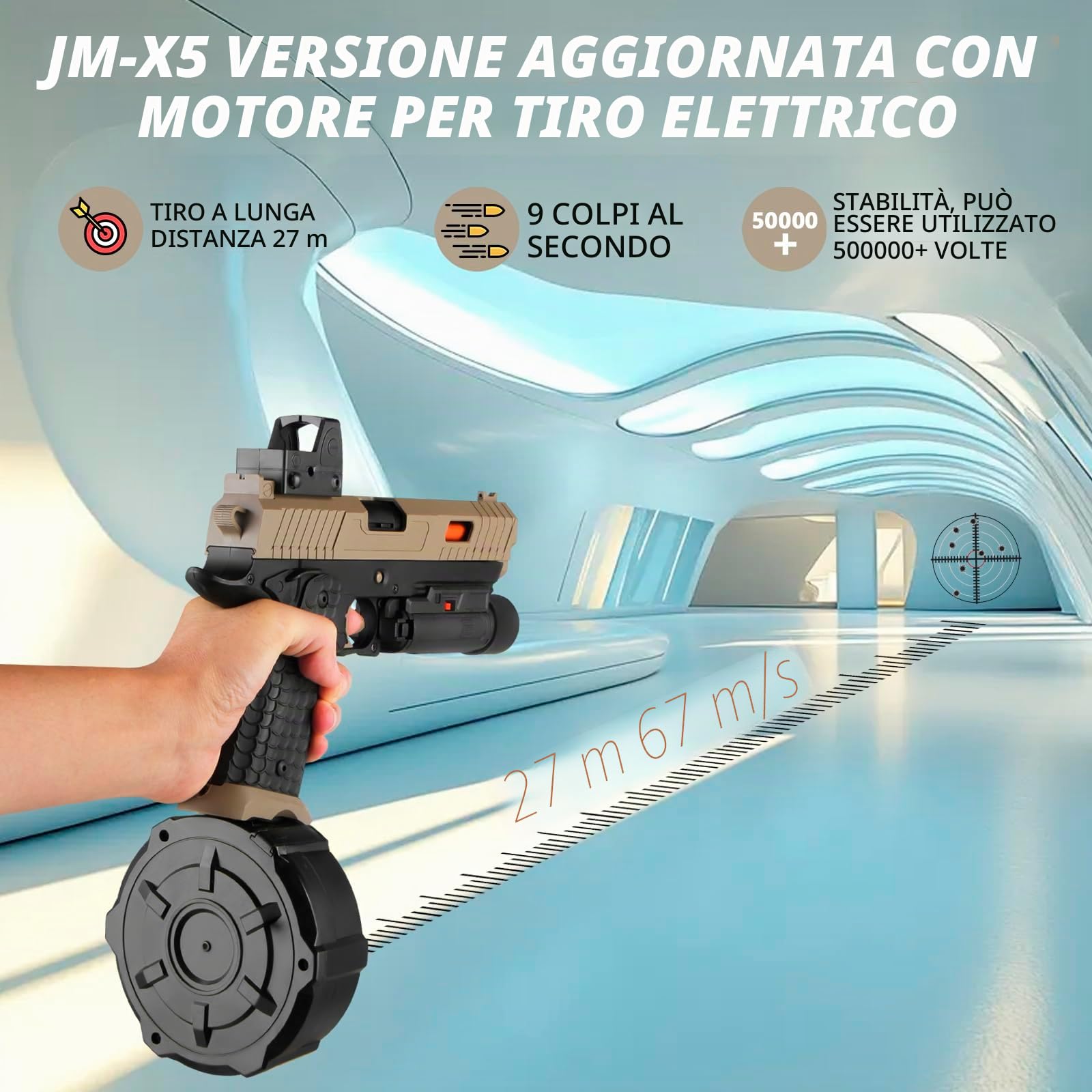 Gel Blaster JM-X5, giocattoli in gel con occhiali e tamburo, versione aggiornata per X2 con giochi pasquali all'aperto e divertimento in cortile, per bambini dai 14 anni in su e adulti, sabbia