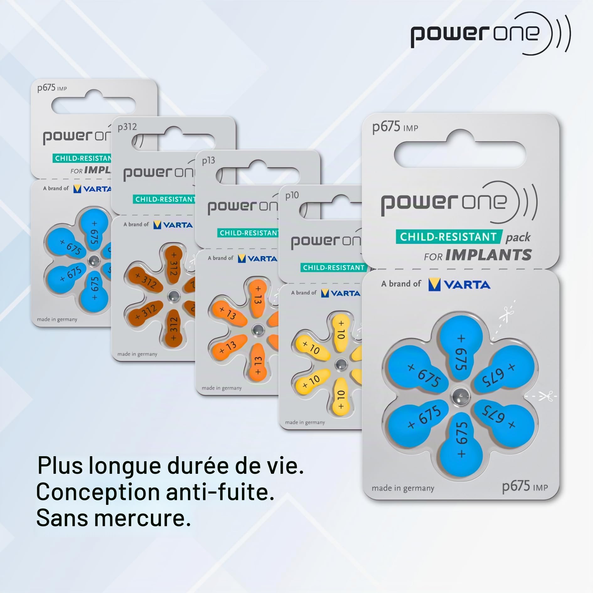 60 pièces Varta Implant Plus, 675-570 mAh, 1,4 V