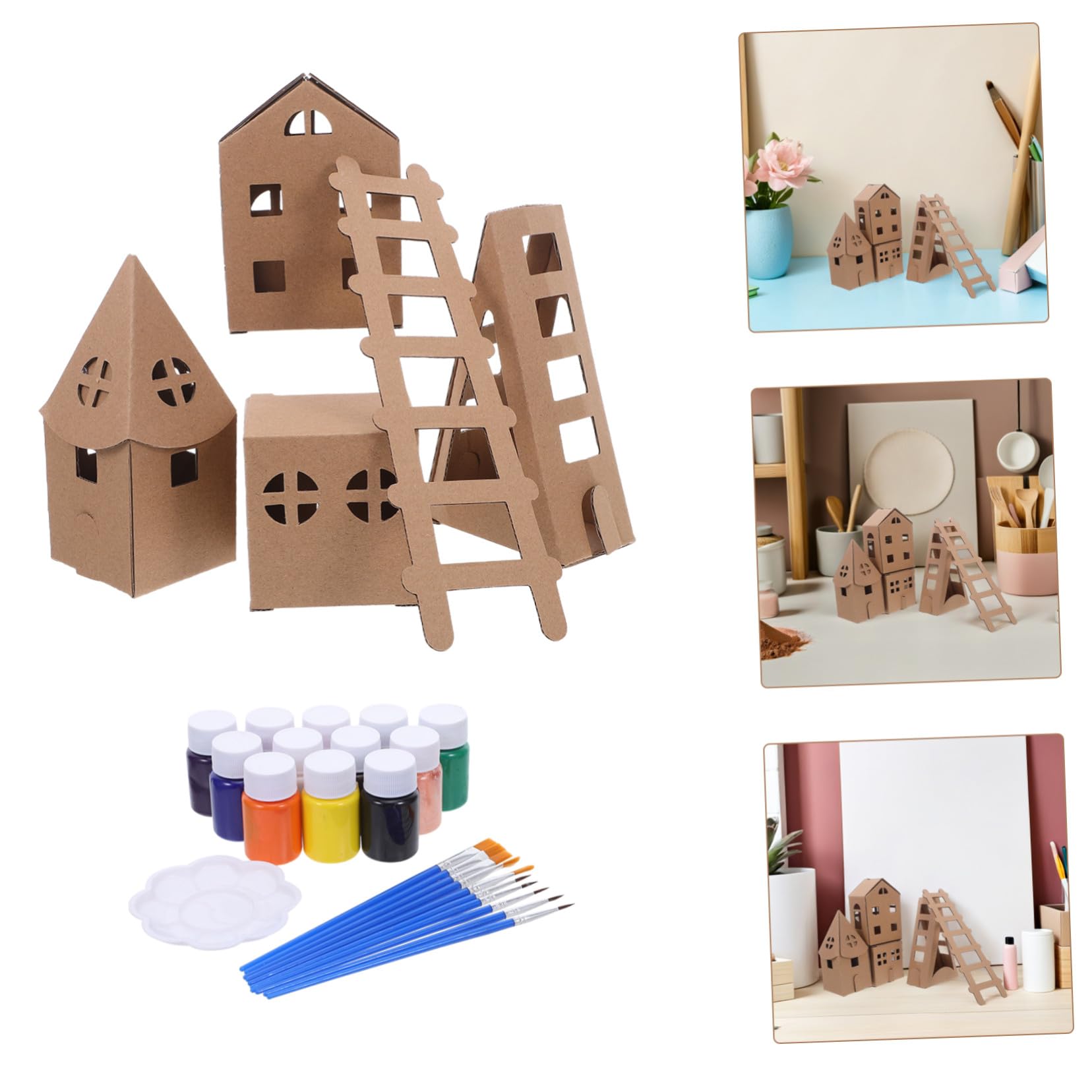 Zerodeko Casetta in Cartone da Colorare in Miniatura Kit di Costruzione di Case in Cartone per Ragazzo Ragazza Modello di Casa Fai da Te Giocattolo per Attività Creative e Lavoretti Manu