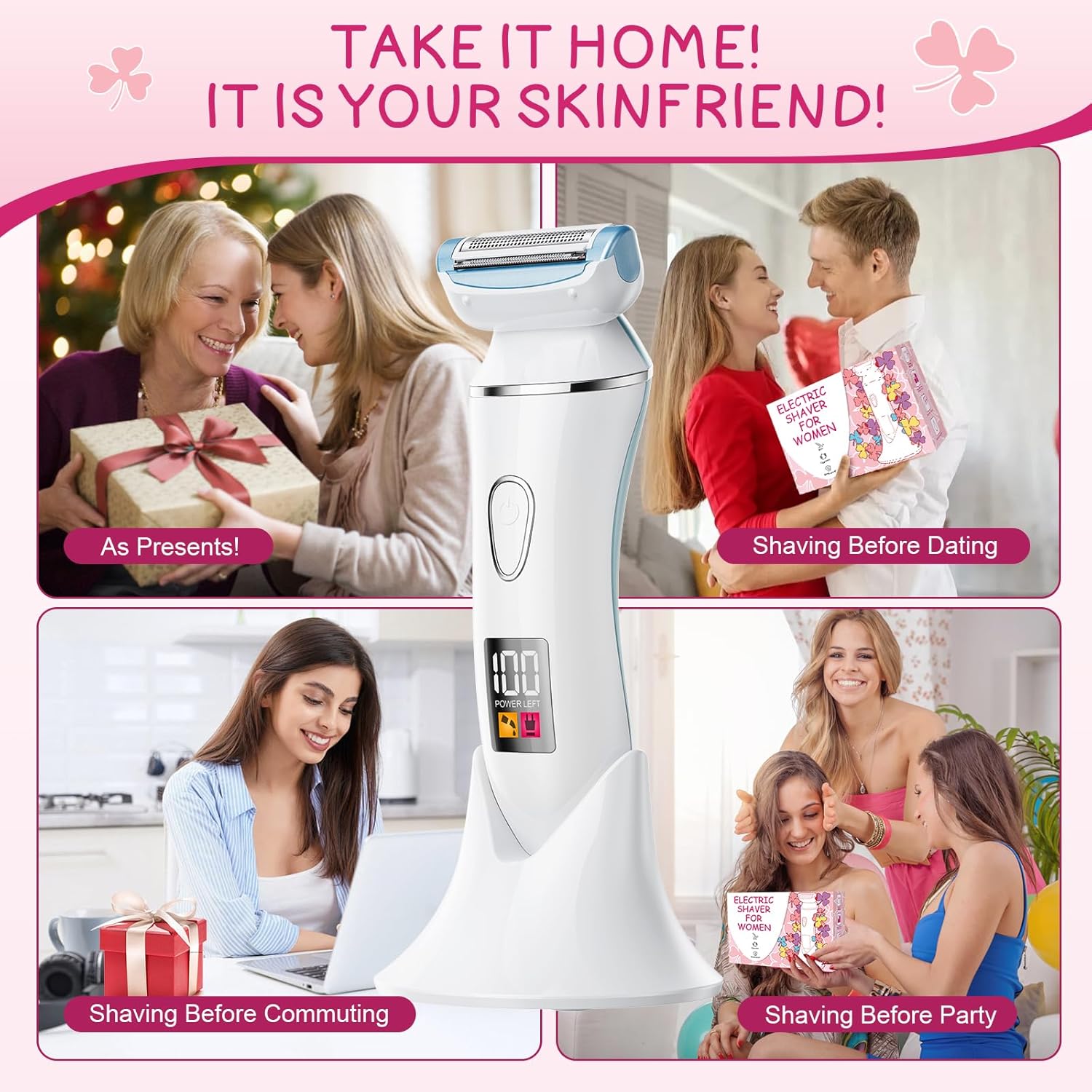 Electric Shaver for Women, Gifts for Women, Electric Razor for Womens, Rechargeable Wet DryLady Hair Remover,IPX7 Waterproof, Shaver for Legs (Blue) - Image 6