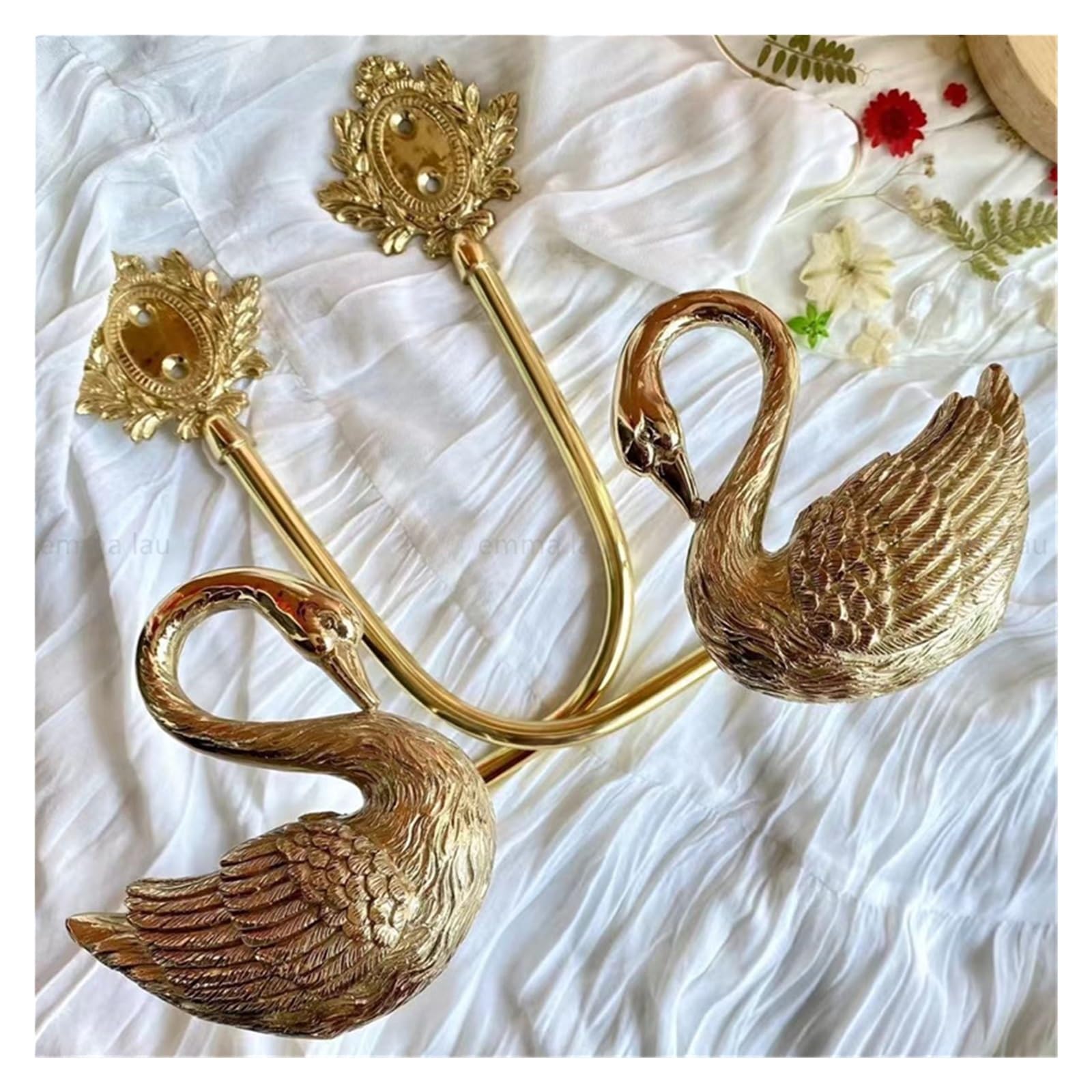 Brass Curtain Tieback Hook Full Copper Wall Curtain Hook Orchid Bow Shape Buckles Holdbacks Mounted Decoration Hanger(P PAIR)