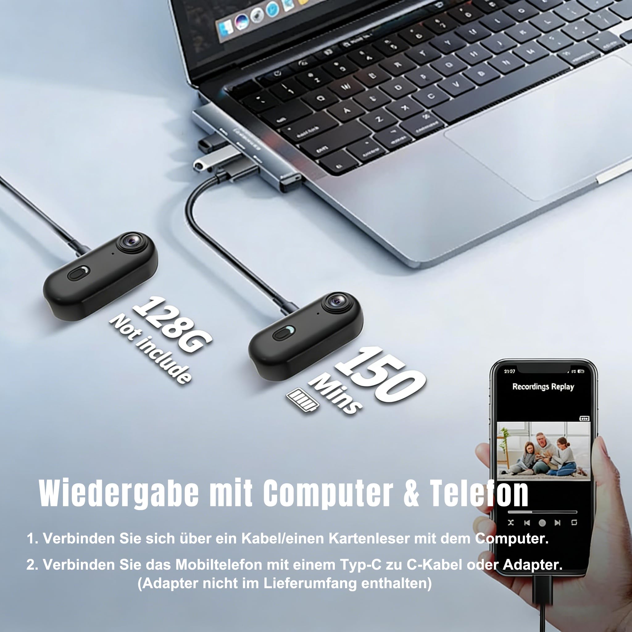 Action Cam 4K Mini Bodycam WLAN Magnetische Mini Körperkamera Ultra HD, POV Kopfkamera mit App, 360° Drehclip, IPX5 Wasserdicht, Dashcam Motorrad Fahrrad Helmkamera für Vlog Haustiere Sport Camera