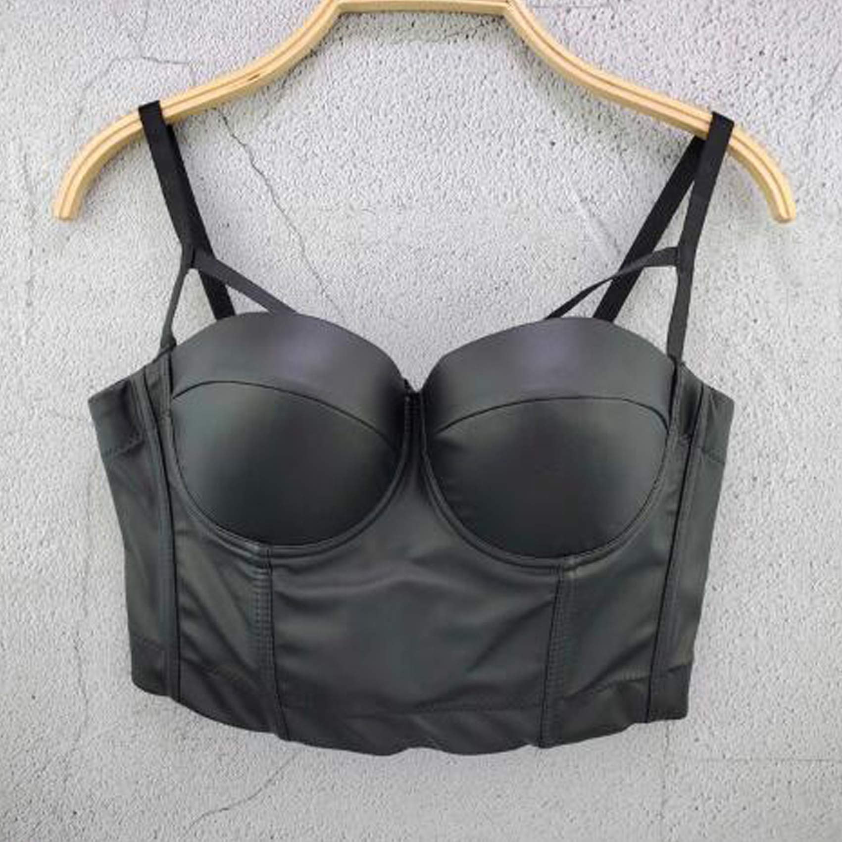 Femme PU Cuir Corset Punk Goth Push Up Bra Top Clubwear Party Bustier Crop Top