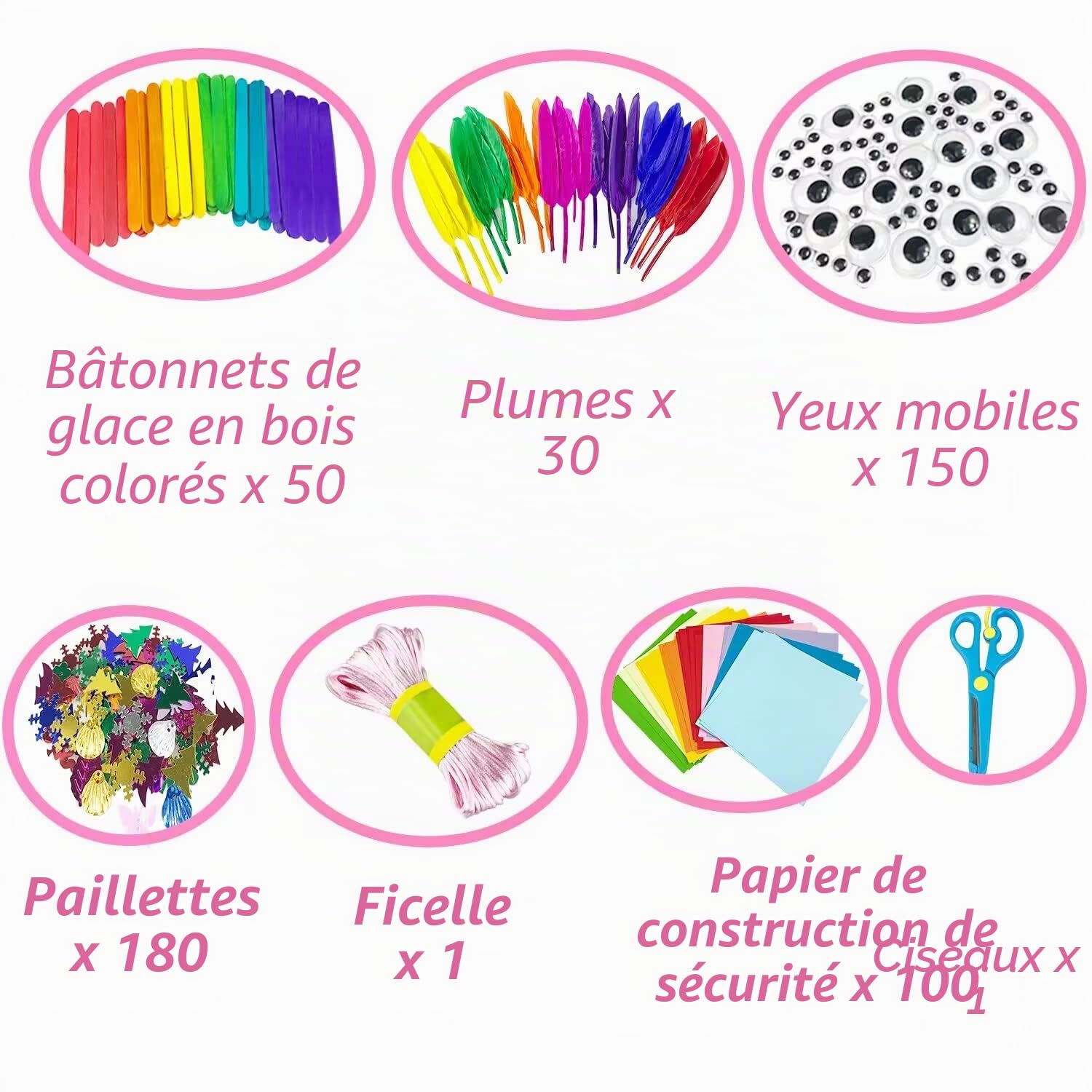 VLUINANI Activites Manuelles pour Enfants Kit Bricolage pour Enfant 4-12 Ans - Loisirs Créatifs avec Pipe Cleaners Pompons Plumes - Fournitures Éducatives pour Activités Enfantines