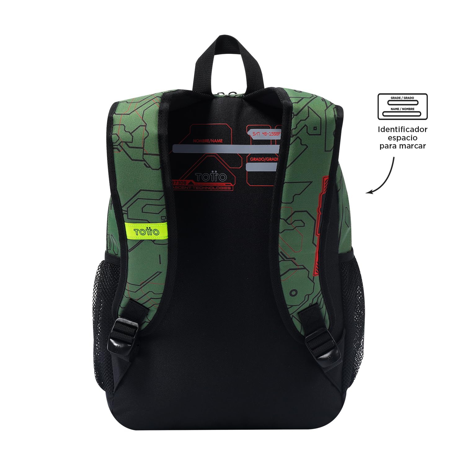 Totto Mj04agn002-2410-5d7m, Zaino Unisex-Bambini e Ragazzi, Verde, M