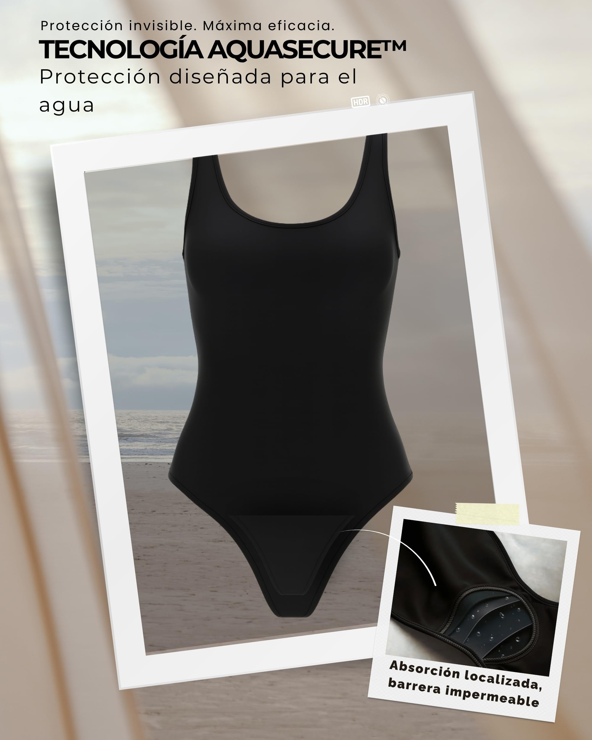 Bañador Menstrual 1 Pieza Niñas & Mujer | Tecnología AquaSecure | Flujo Ligero a Medio | Adolescentes 10-16 Años y Mujer | Anti-UV, Secado Rápido | Piscina, Playa y Natación | Ecológico y Oeko-Tex