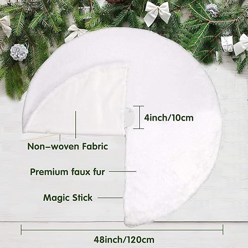 Miniatura 9 de Falda de árbol de Navidad de 48 pulgadas, falda de felpa para árbol de Navidad, decoraciones de árbol de Navidad para fiesta de Feliz Navidad,