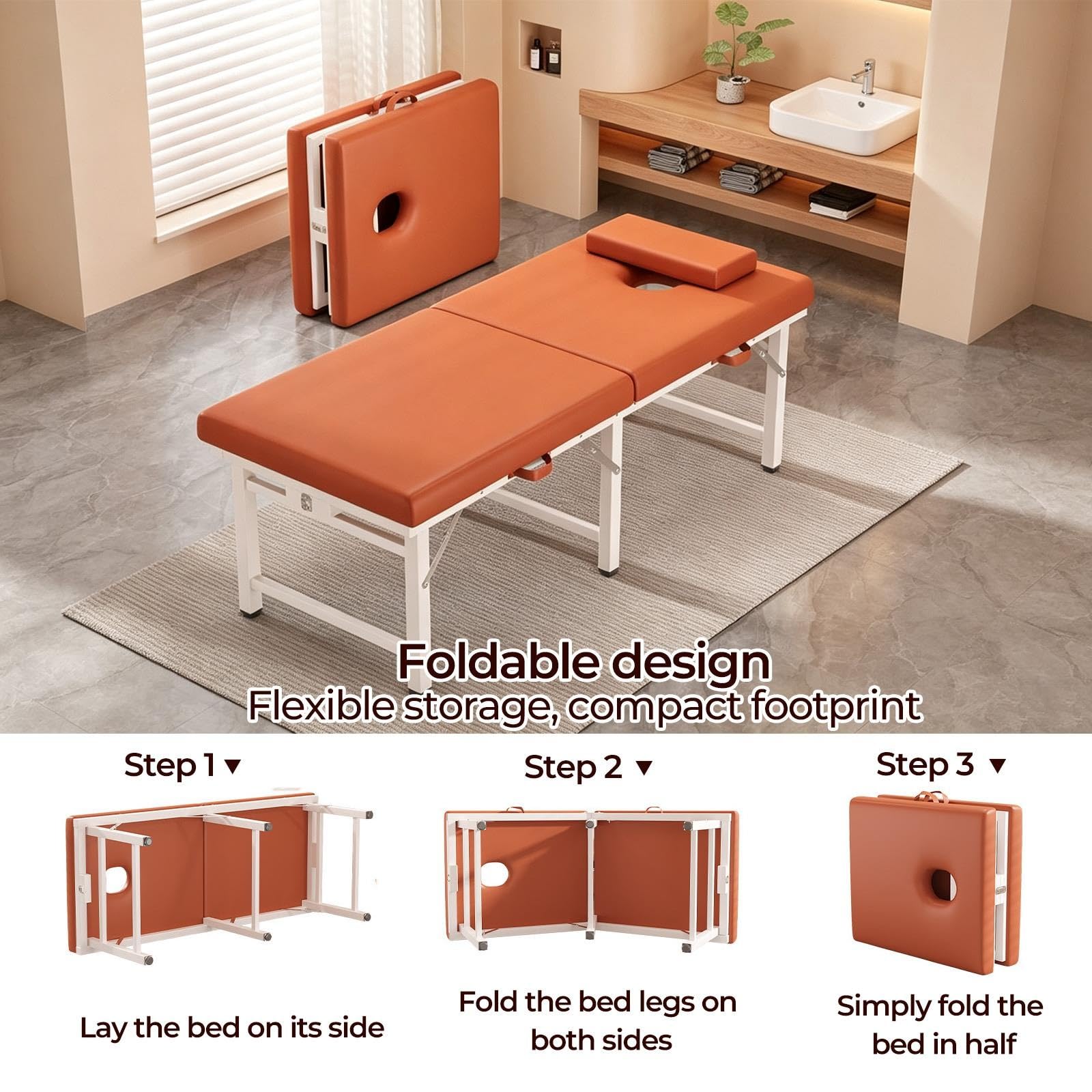 Table de Massages Pliante, Table d'esthétique pour Soins du Visage