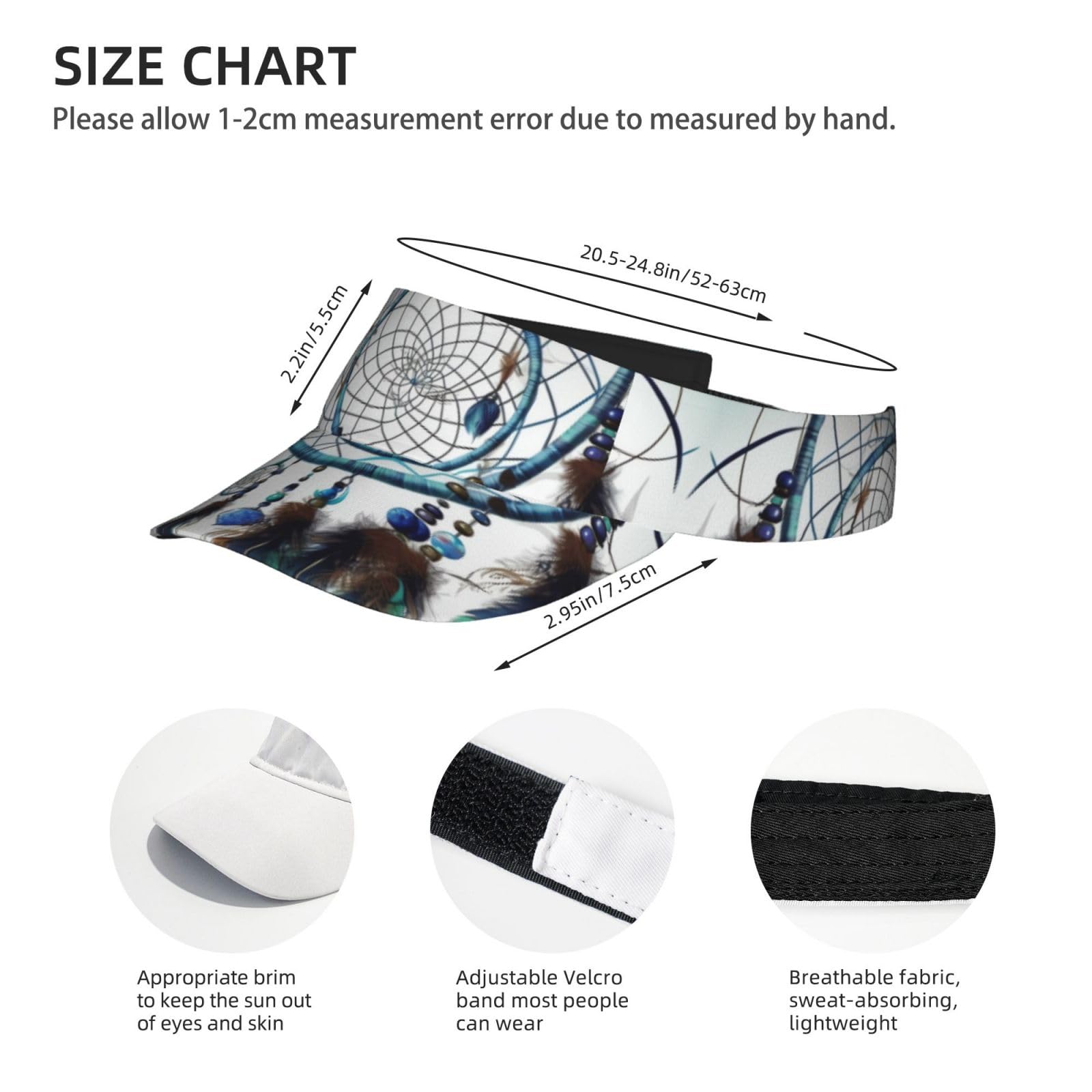 Sport Visors Sun Visor Hats Athletic Sun Visor Caps Native American Dream Catcher Visors for Women and Men