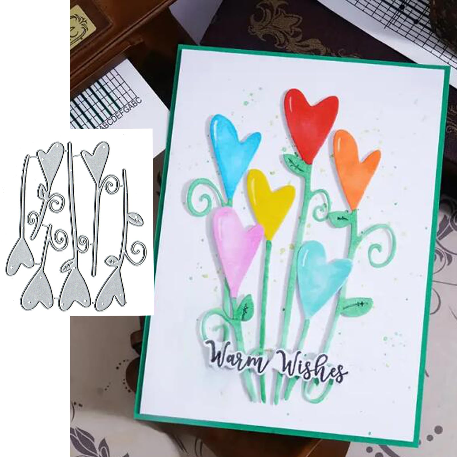 Valentine's Day Heart Heart Flower Laser Metal Die Cuts,Spring Sunflower Frame Leaf Cutting Dies Cut Stencils for DIY Scrapbooking Album Decorative Embossing Paper Dies for Card Making