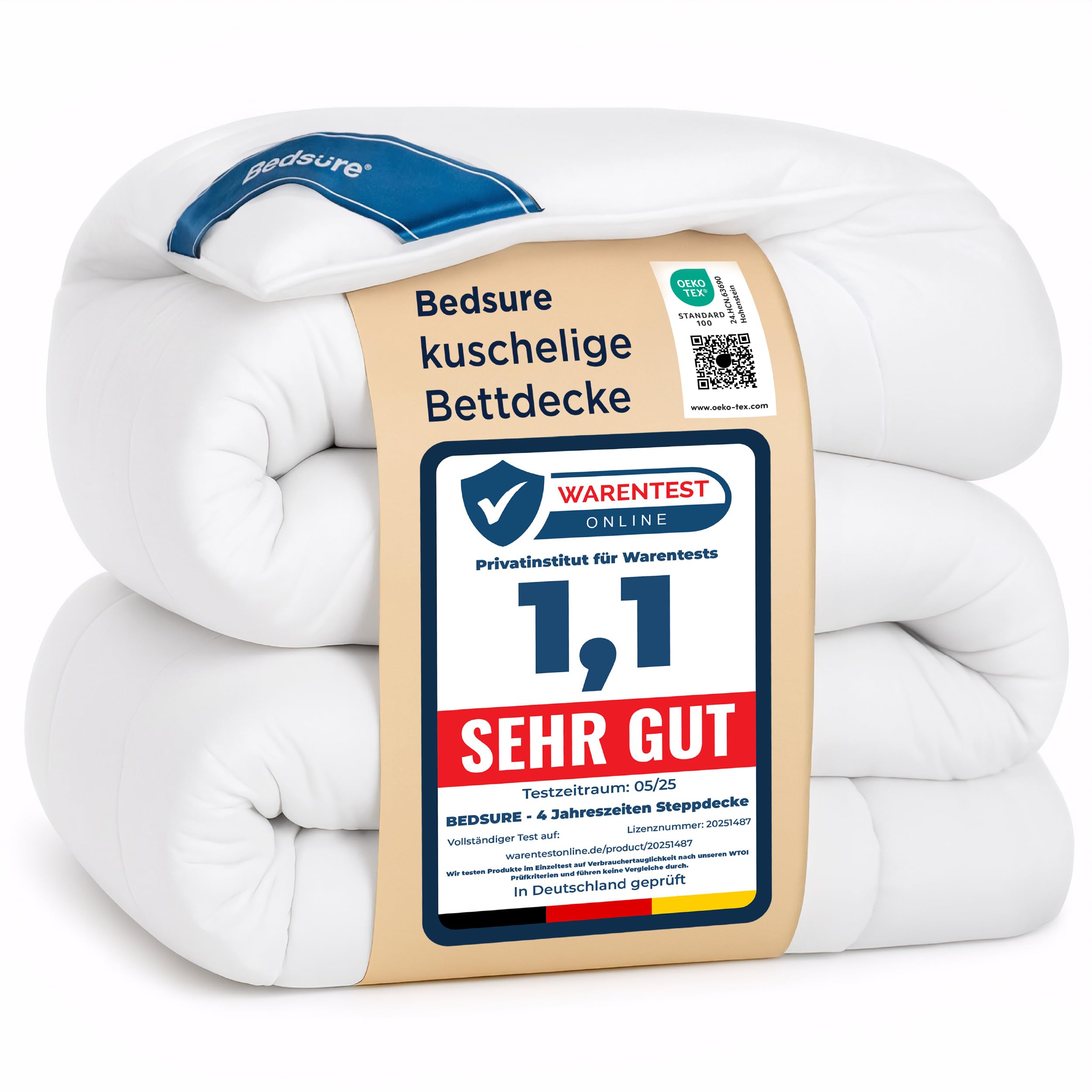 BEDSURE Bettdecke Ohne Bezug 155x220 - Bettdecke 155x220 für Allergiker, Warm & Gemütlich Ganzjahresdecke 300GSM Füllung, Waschbare Duvet für 4 Jahreszeiten, Pinkesque/Grau