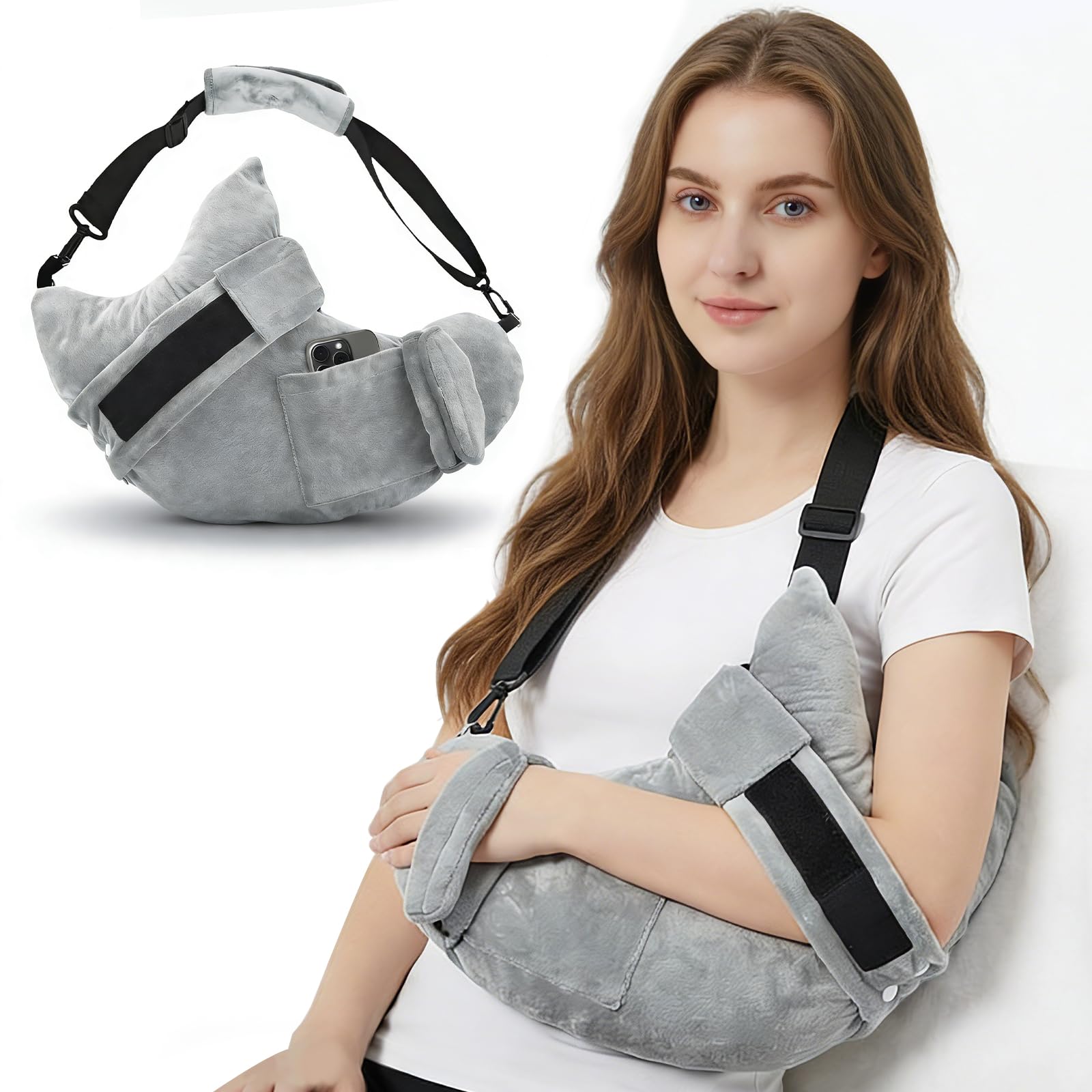 Rotator Cuff Pillow, Shoulder Support Pillow with Pocket, Rotator Cuff Pillows for Sleeping, Rotator Cuff Sleeping Pillow for Frozen Shoulder Neck Relief and Side Sleeping, Side Sleeper Pillows