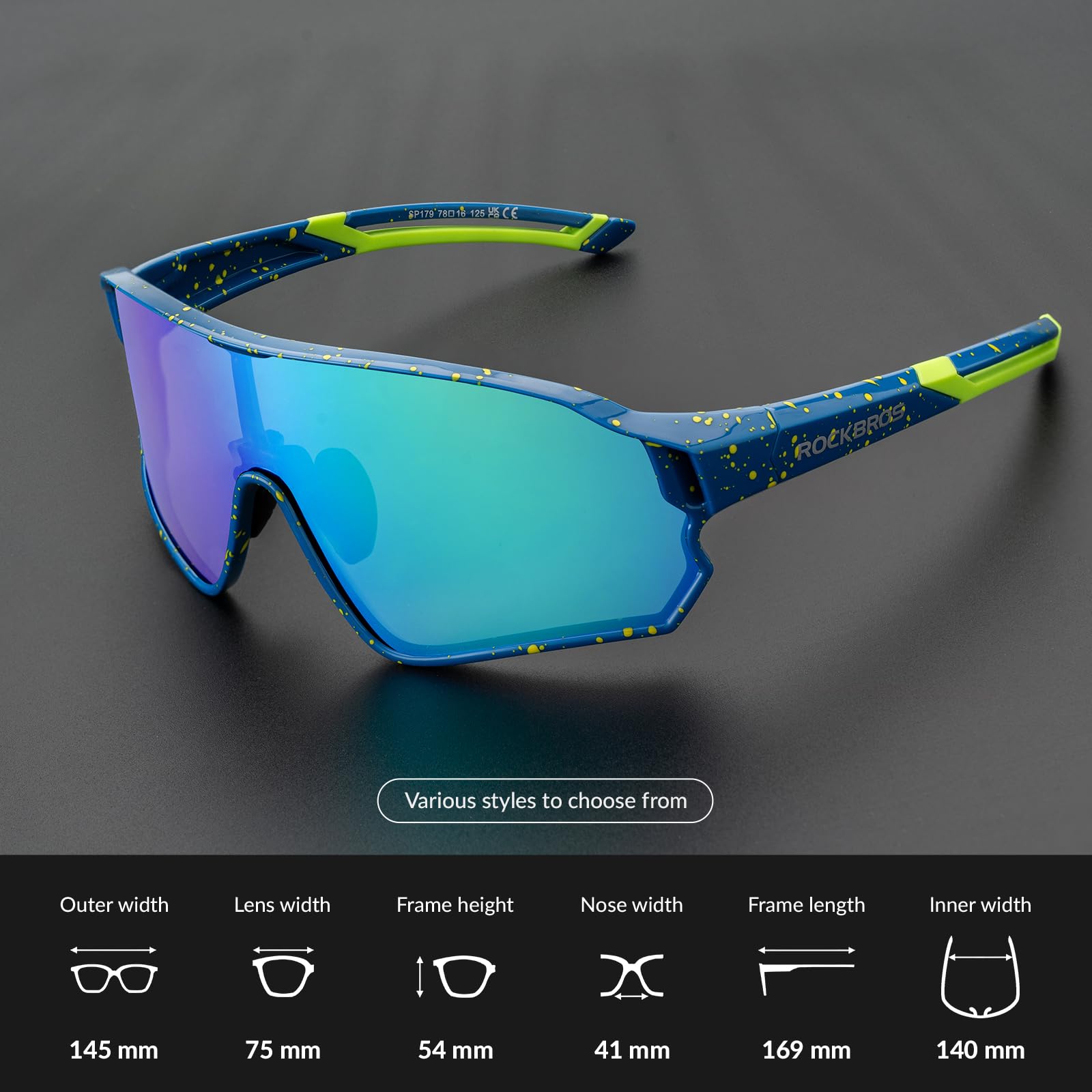ROCKBROS Gafas de Ciclismo, Gafas Polarizadas Deportivas Outdoor Unisex, Anteojos para Bicicleta Carretera Montaña Gravel Ebike MTB