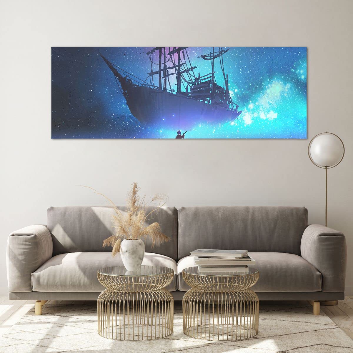 Cuadro sobre Vidrio 140x50cm Moderno Panorámico Infantil Fantasy - 4034 | Cuento de hadas Historia Navegación Cuadro Decorativo Arte mural Dormitorio Cuadros de Pared Impresión en Cristal ARTTOR