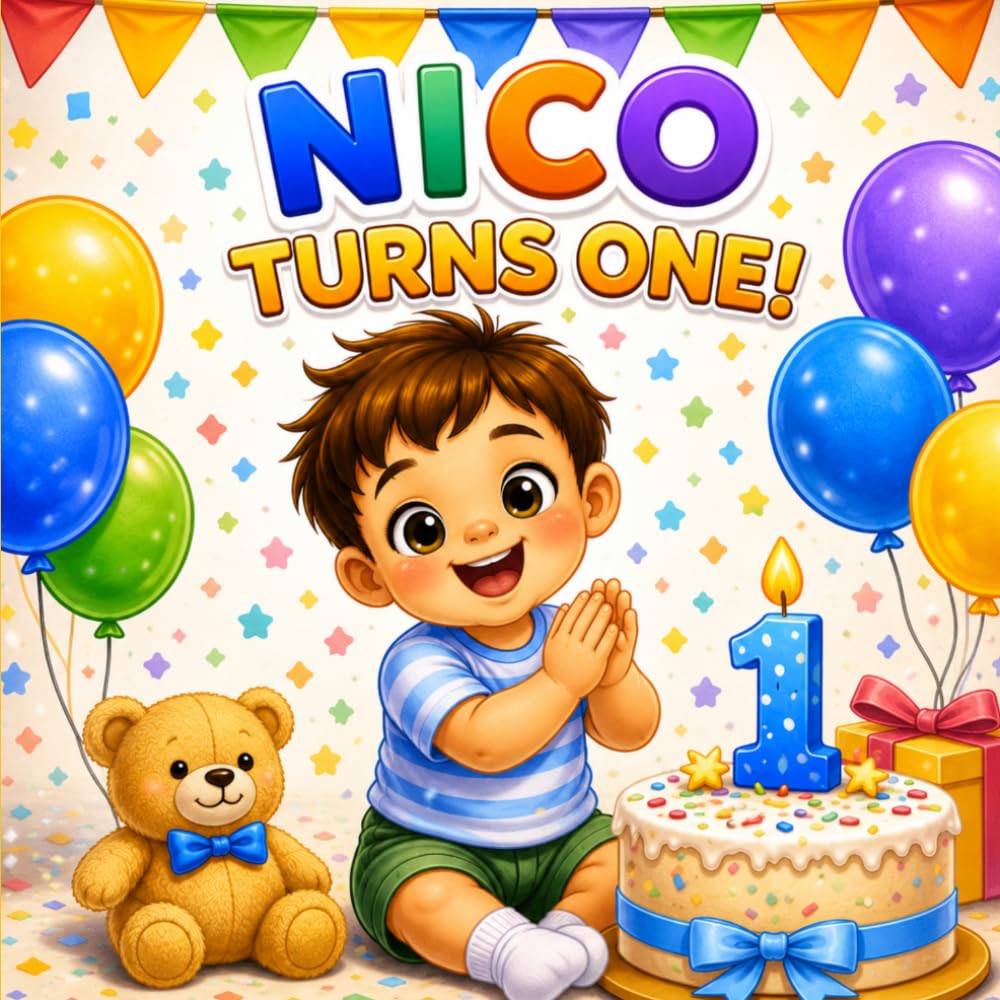 Nico Turns One!: A First Birthday Keepsake Book (Three Hearts Publishing Baby Name Books (NICO))