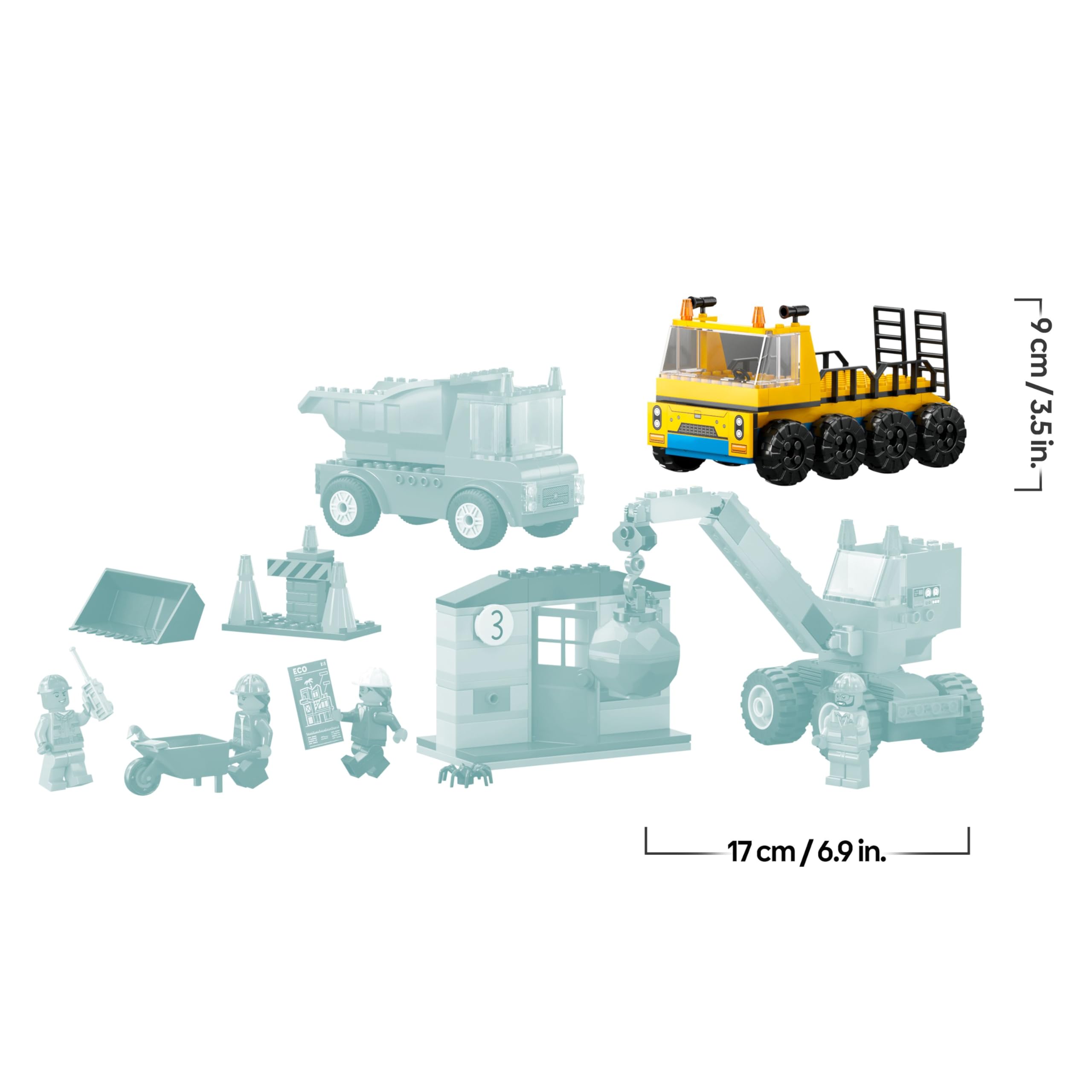 LEGO City Camiones de Construcción y Grúa con Bola de Demolición, Excavadora de Juguete, Camión Basculante y Vehículos de Transporte, Set de Aprendizaje para Niños y Niñas a Partir de 4 Años 60391