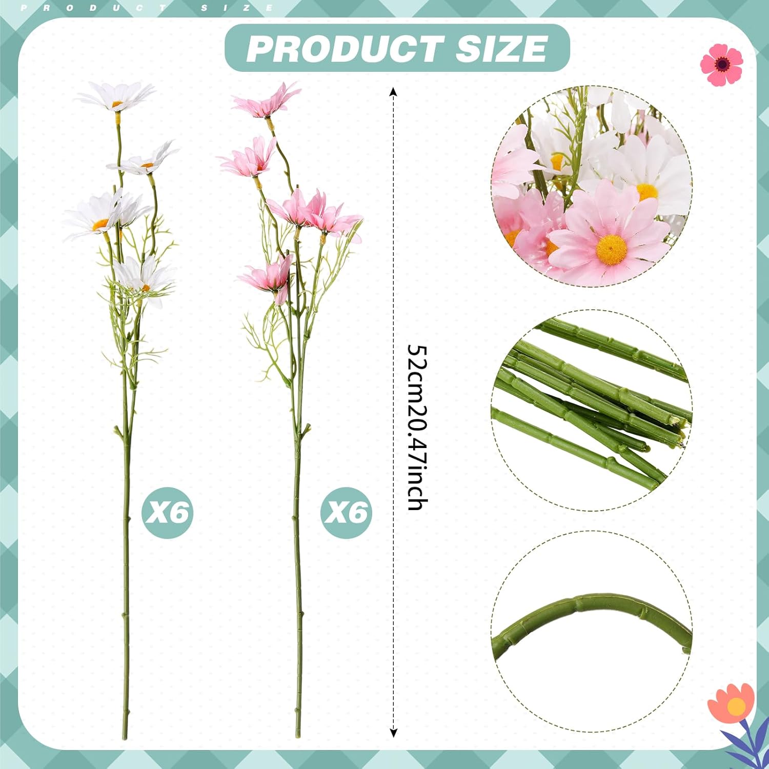 12 Bundles Daisy Artificial Flowers Small Colorful Daisy Flowers Bouquet with Stems Fake Daisies Floral for Table Vase Centerpiece Floral Arrangements Wedding Decoration (Pastel) - Image 2
