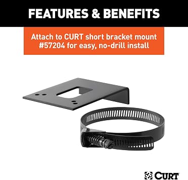CURT 58300 Vehicle-Side Trailer Wiring Harness Mounting Bracket for 4-Way Flat, GLOSS BLACK POWDER COAT