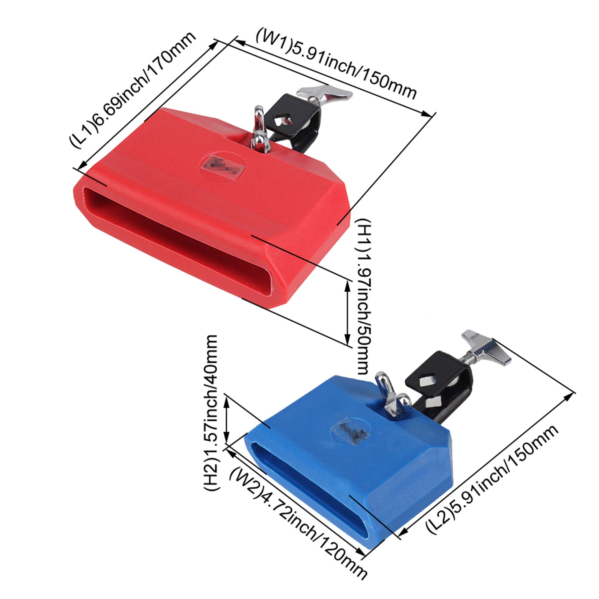 Yibuy Juego de 2 instrumentos de percusión de plástico ecológico azul y rojo