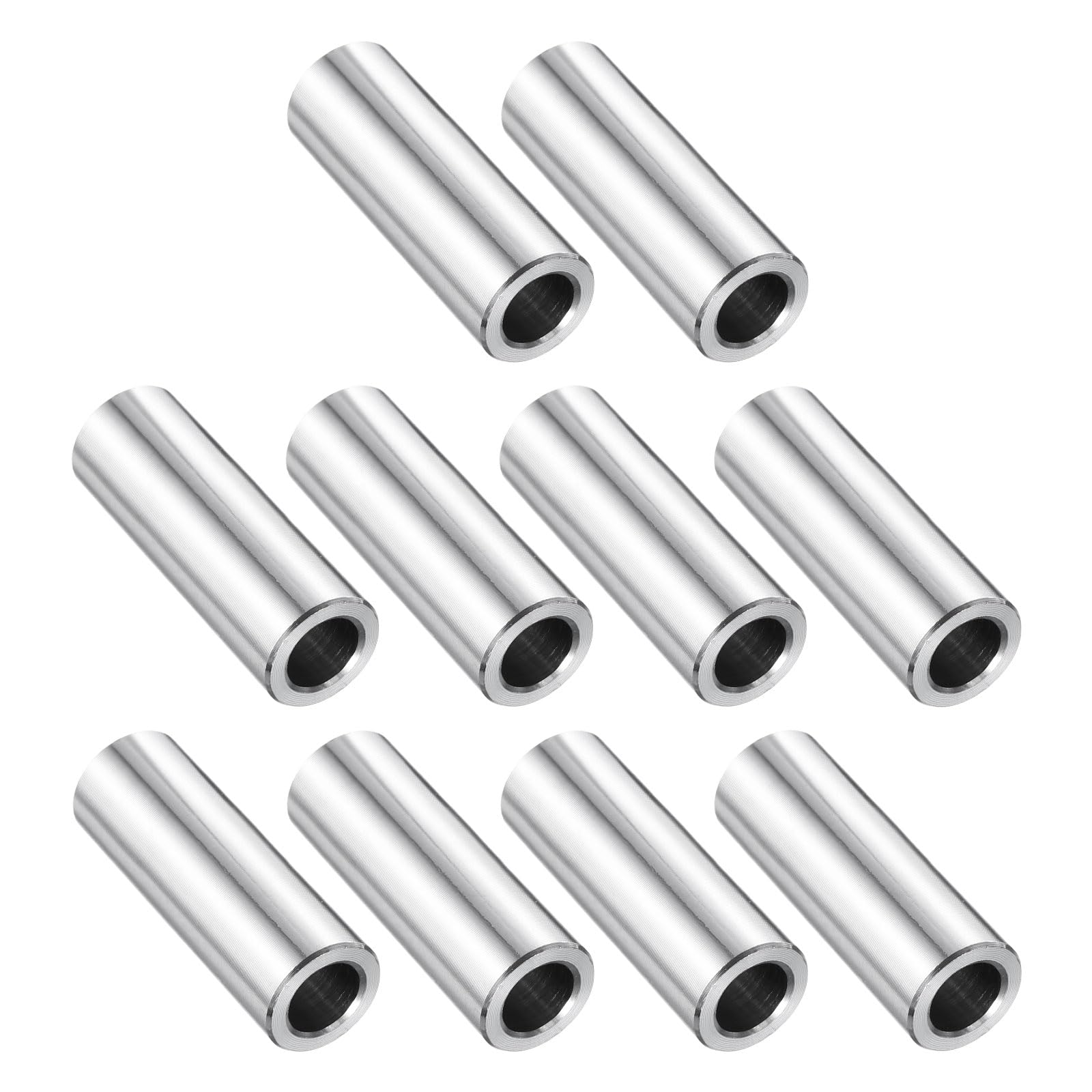 uxcell 10 Pcs Stainless Steel Spacer 5/16" Bore x 1/2" OD x 1-7/16" Length Screw Bushing Plain Finish Round Metal Spacer for 5/16" Screws Bolts and Rods