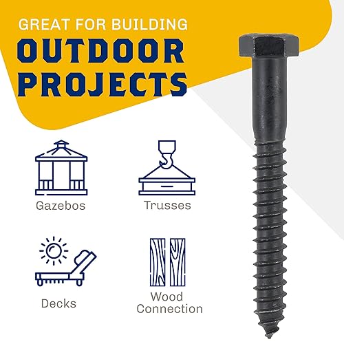 Miniatura 8 de 12" x 6", 25 piezas de pernos de retraso negros, BLAKOTE de cerámica a prueba de óxido de 4 capas, 2 veces protección de tornillos de retraso