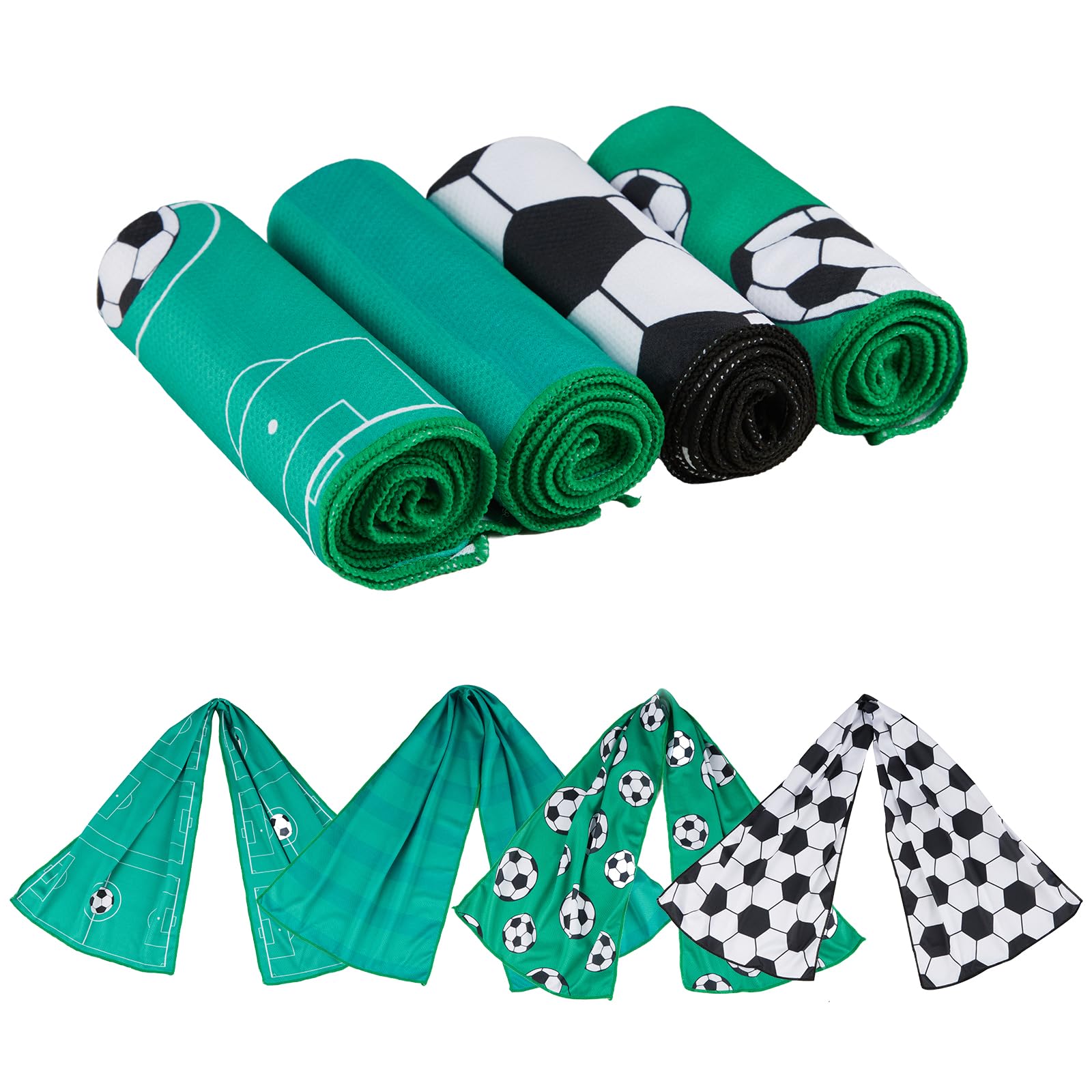 XJSGS Soccer Cooling Towel - Fast-Drying Microfiber Sports Towel - 40 x 12 Inches - Perfect for Athletes, Yoga, Gym, Camping & Running - Lightweight & Breathable (Soccer)