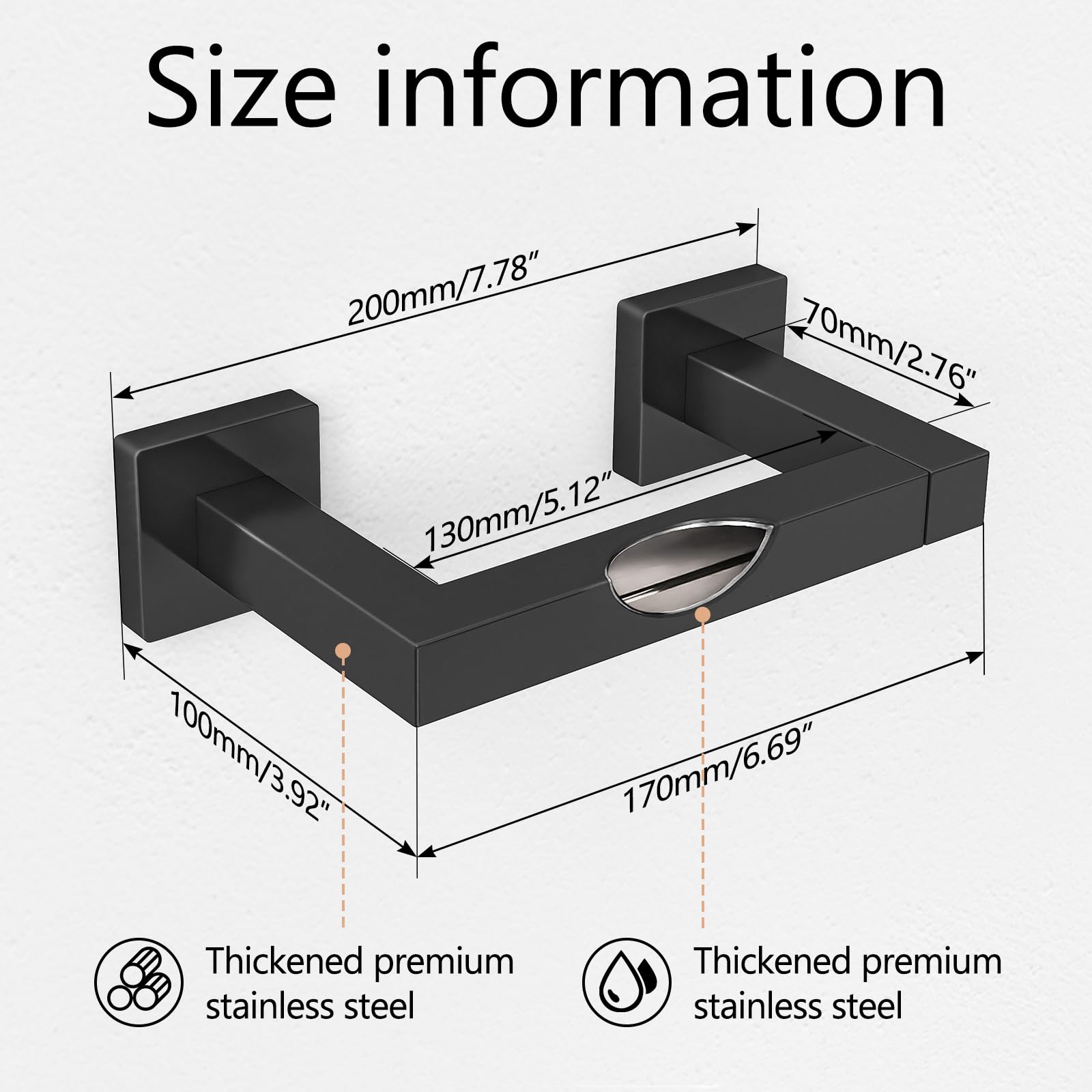 FEILERN Toilet Paper Holder Matte Black, Wall Mounted Pivoting for Bathroom — Amazon image 3
