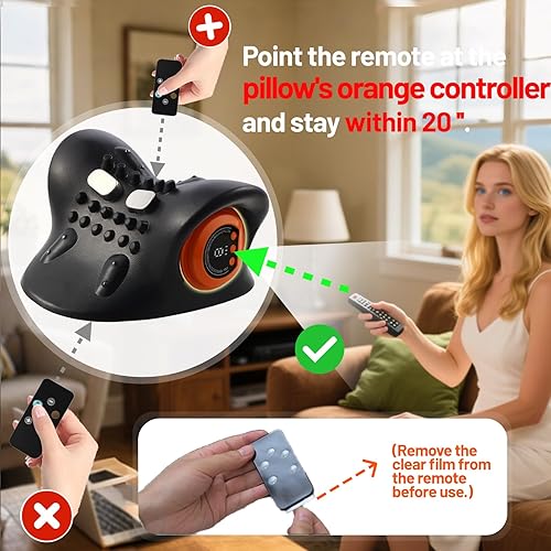 Miniatura 3 de Masajeador de cuello para aliviar el dolor, almohada de masaje eléctrica portátil con calor, relajación de tejido profundo para cuello, hombros,