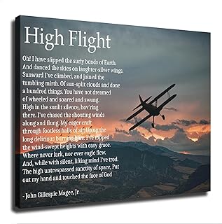 High Flight Poem By John Gillespie Magee Jr Poster Picture HD Printing Modern Home Bedroom Wall Art Kitchen Office Decoration (08×12inch-Framed)